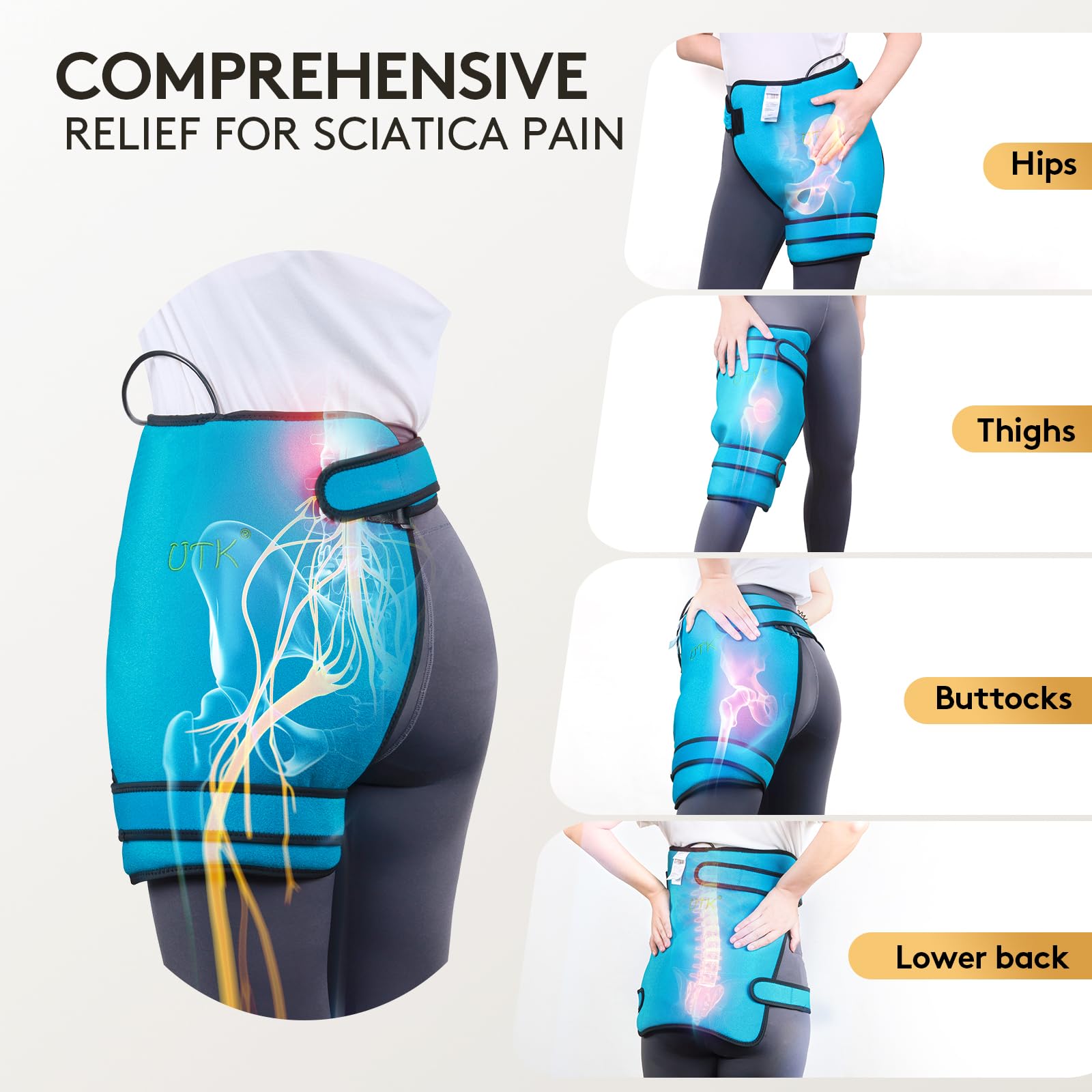 UTK Far Infrared Heating Pad for Sciatica Pain Relief - 16 Natural Jade Electric Heat Pad with Smart Controller for Lower Back, Thigh, Buttock & Abdomen - Perfect for Women's Pain Management & Home Therapy
