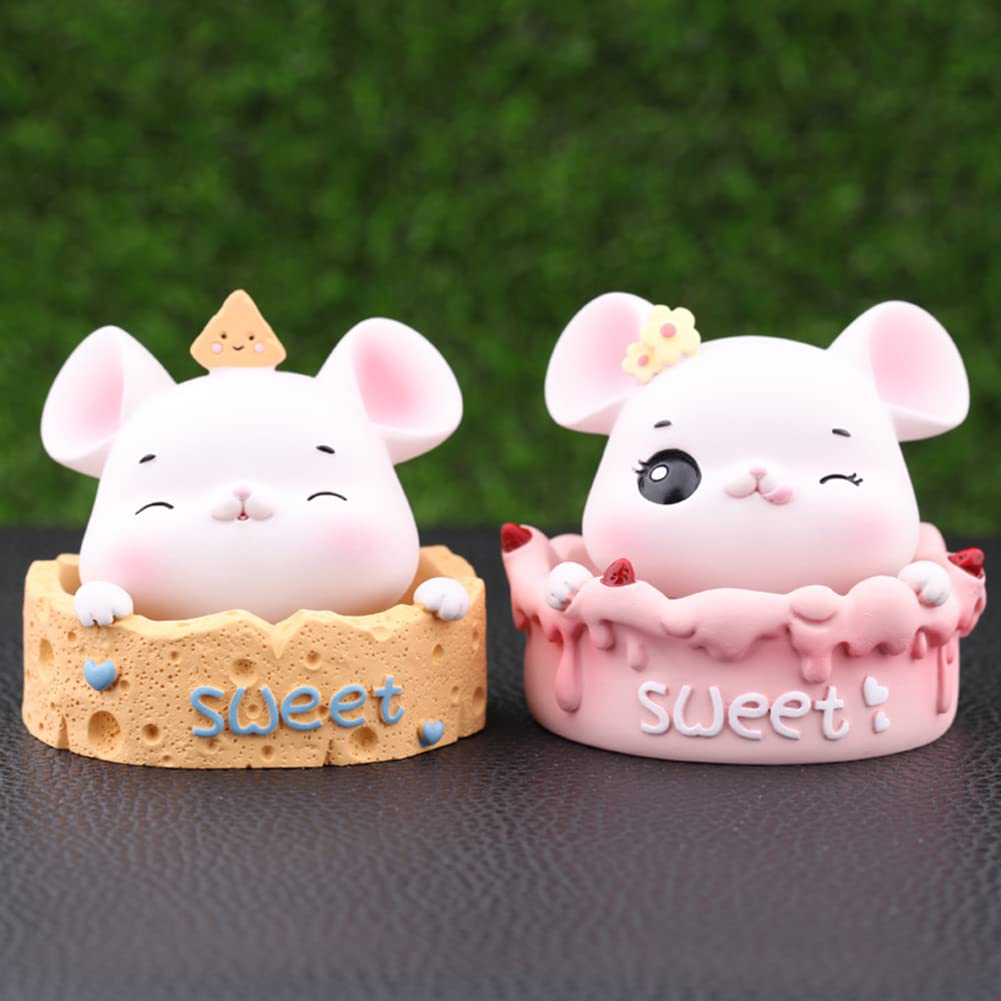 Car Mouse Shaking Head Dashboard Ornament - DIY Cartoon Animal Decoration for Office, Home, and Car Use, Eyes Closed, Perfect for Gifts and Party Decor