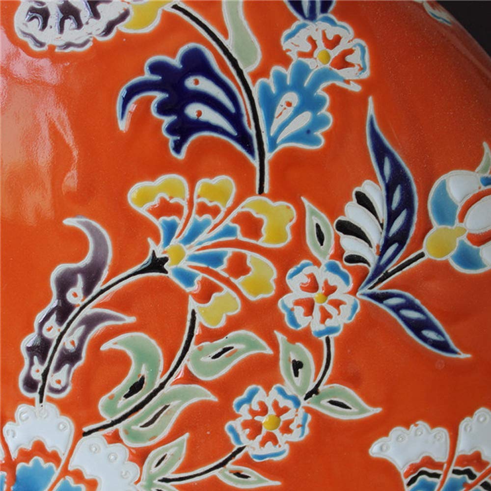 Hand-Painted Porcelain Vase - Orange Floral Design for Home Decor, Flower Arrangement, Dining Room Table Centerpiece - Perfect Gift for Housewarming & Wedding Decorations