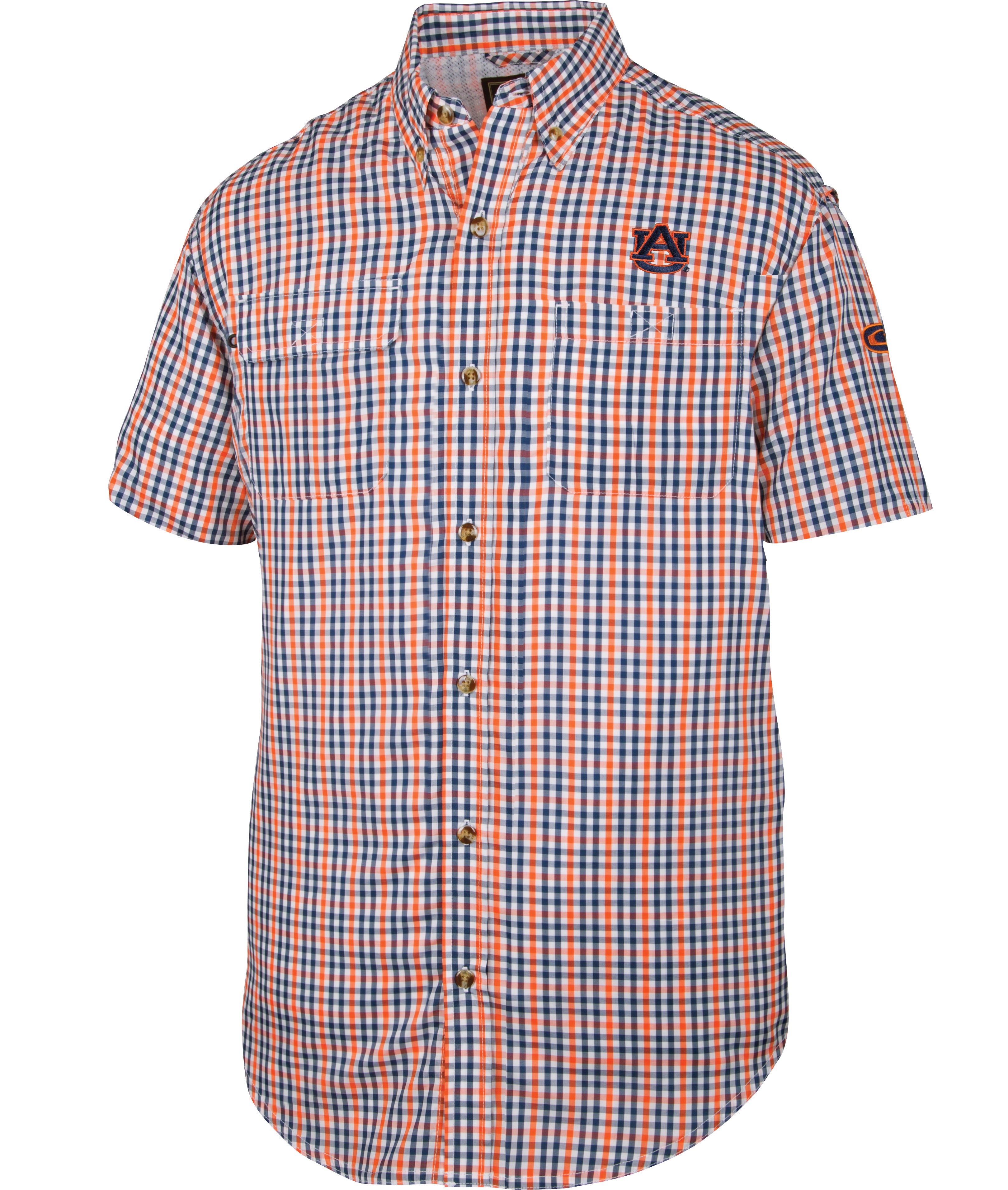**Auburn Gingham Plaid Wingshooter's Shirt for Men - Short Sleeve Casual Button-Up Shirt - Perfect for Hunting, Outdoor Adventures & Country Style Fashion**