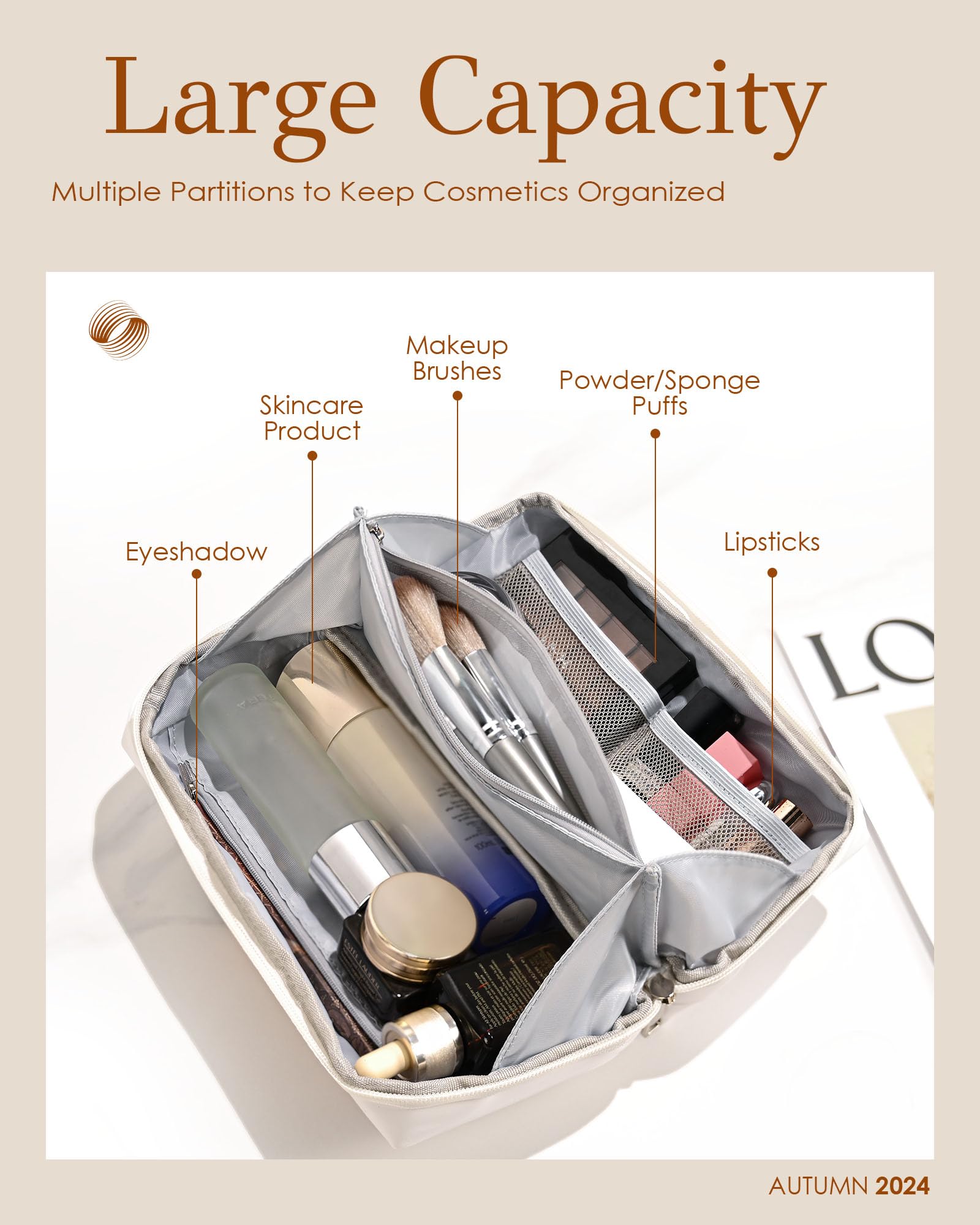 Personalized Waterproof Makeup Bag with Dividers - Perfect Easter, Wedding, Graduation, Teacher Appreciation & Mother's Day Gift for Teen Girls & Women - Great for Travel, Cosmetics Storage & Daily Organization