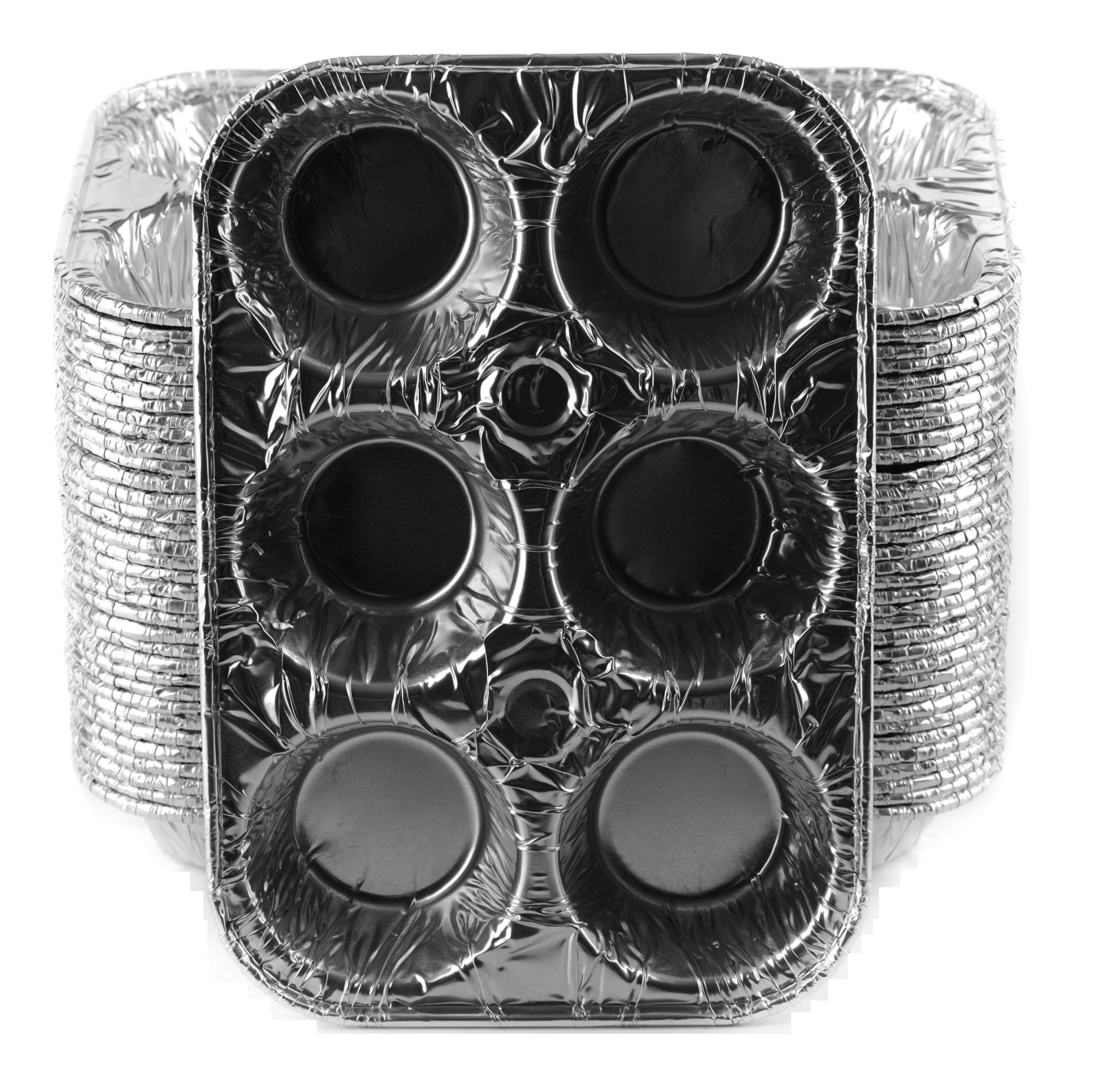 200-Pack Disposable Aluminum 6-Cup Muffin Pans - Heavy Duty Reusable & Recyclable Baking Trays for Cupcakes, Muffins & Mini Pies - Perfect for Home Baking, Parties & Commercial Kitchens