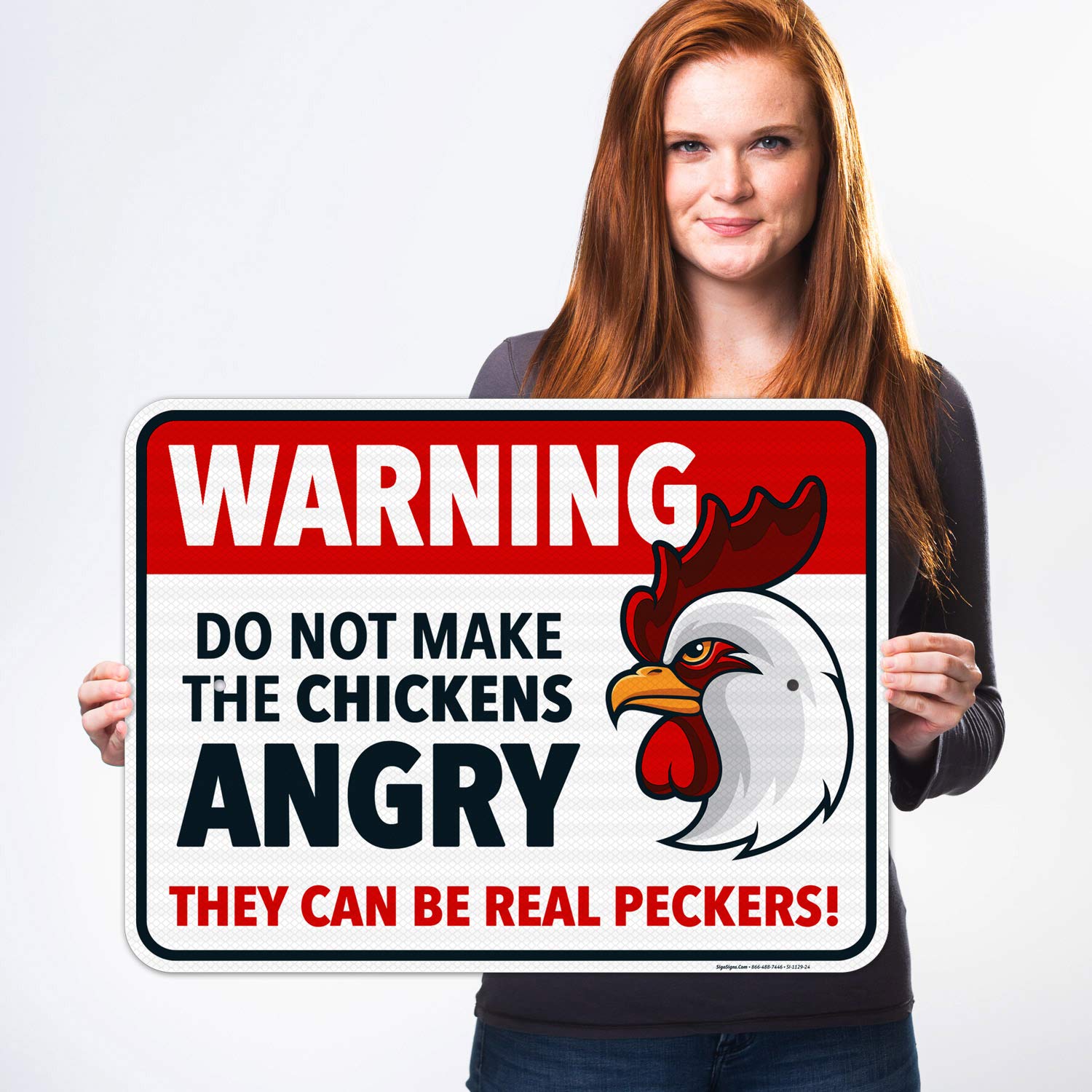 Funny Chicken Coop Sign - Warning Do Not Make The Chickens Angry - 18x24 Inches Reflective Aluminum Sign - 3M EGP .080 Fade Resistant - Indoor/Outdoor Use - Easy Mounting - Made in USA - Perfect for Farmhouse Decor, Backyard Chicken Coops & Poultry Enthusiasts