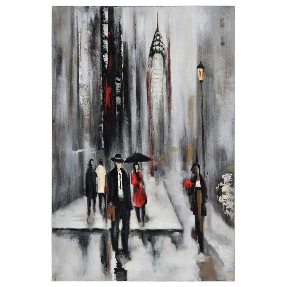 Ren-Wil OL591 Bustling City II Oil Painting - Handmade Canvas Art for Home & Office Decor - Perfect for Living Room, Bedroom, or Office Wall