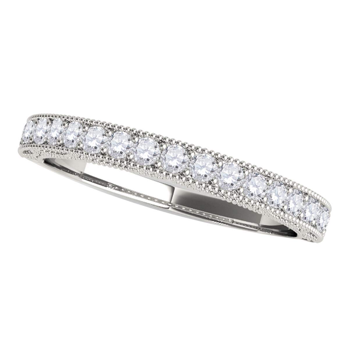 MauliJewels 0.3 Carat Diamond Wedding Band for Women - 10K Solid Rose, White & Yellow Gold Channel Prong Setting Ring - Perfect for Engagement, Anniversary & Special Occasion Gifts