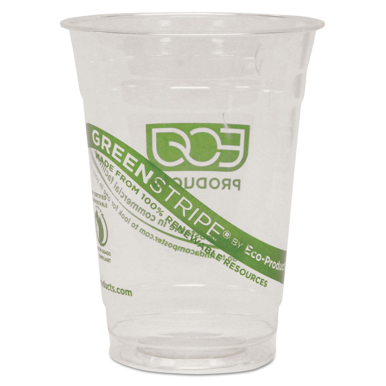 Eco-Products EPCC16GS GreenStripe 16oz Compostable Cold Cups - 50/Pack, 20 Packs/Case | Biodegradable & Eco-Friendly Drinkware for Parties, Picnics, and Office Use