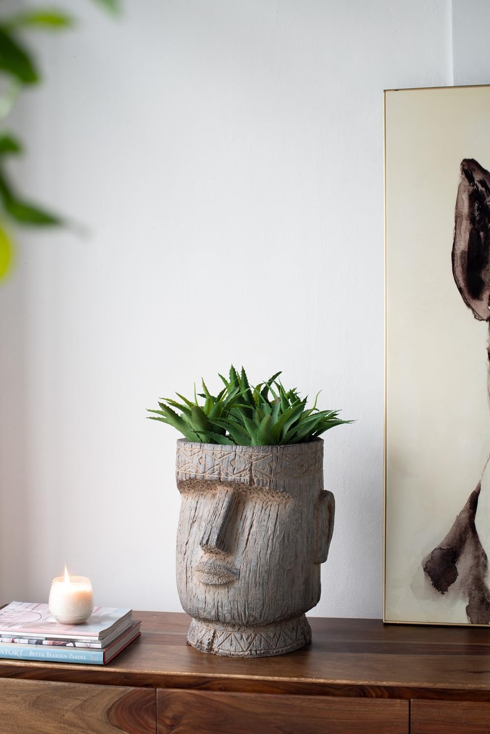 A&B Home Easter Island Statue Outdoor Planter - 17 Inch Gray Face Planter Vase for Garden, Patio & Home Decor - Perfect for Succulents, Flowers & Indoor/Outdoor Plants