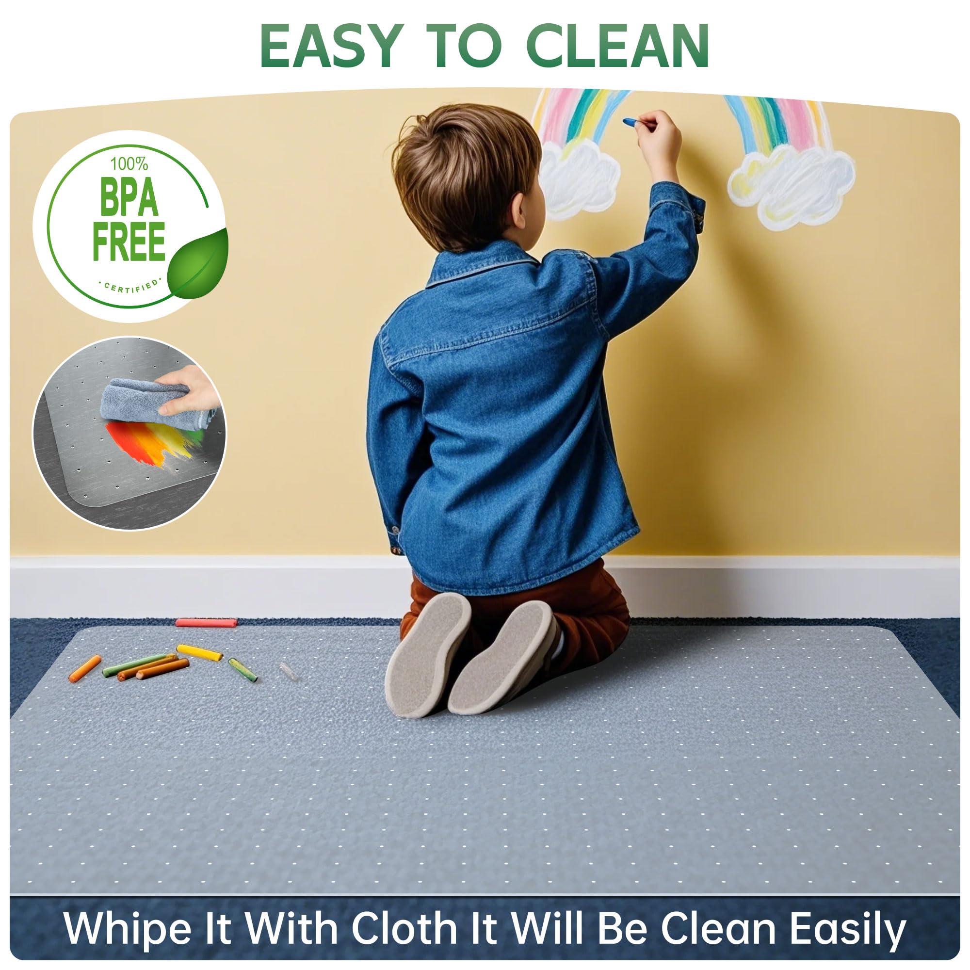 Clear Thick Office Chair Mat for Carpet - Heavy Duty Plastic Floor Protector for Rolling Desk & Gaming Chairs with Studs - Perfect for Low Pile, Flat & Hard Floors - Ideal for Home Office, Gaming Setup & Workspace Protection