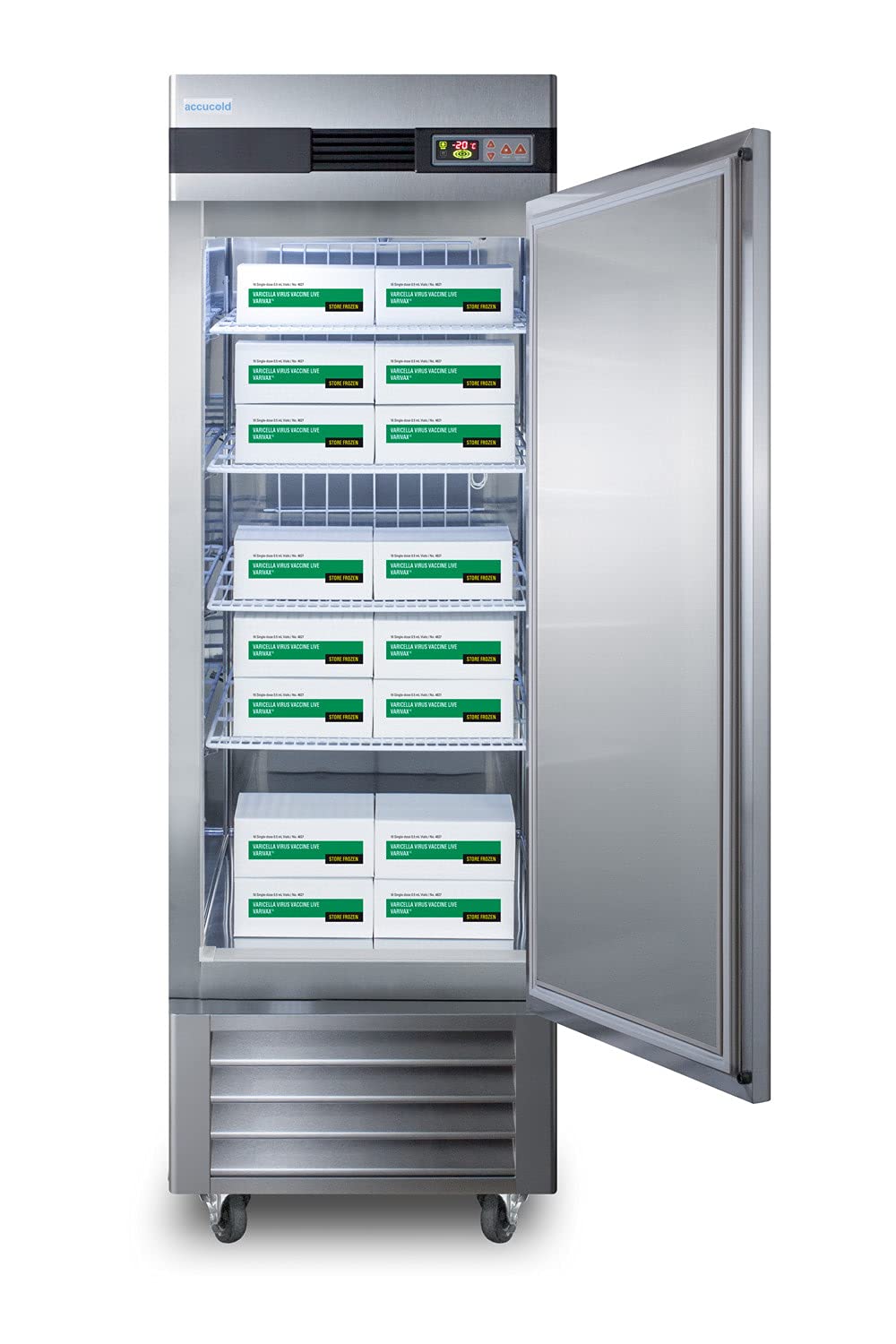 AccuCold AFS23ML 28 Pharmacy Freezer - 23 Cu. Ft. Stainless Steel Medical Freezer with Forced Air Cooling, Temperature Alarm & LED Control Panel - Ideal for Hospitals, Labs, and Vaccine Storage