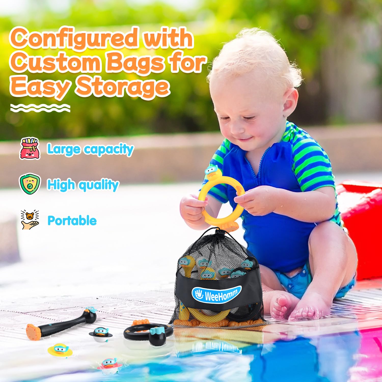 **9 PCS Kids Pool Diving Toys Set - Colorful Swimming Diving Rings & Duck Dive Sticks for Ages 4-12 - Fun Outdoor Underwater Games for Summer Pool Parties & Family Swim Time**