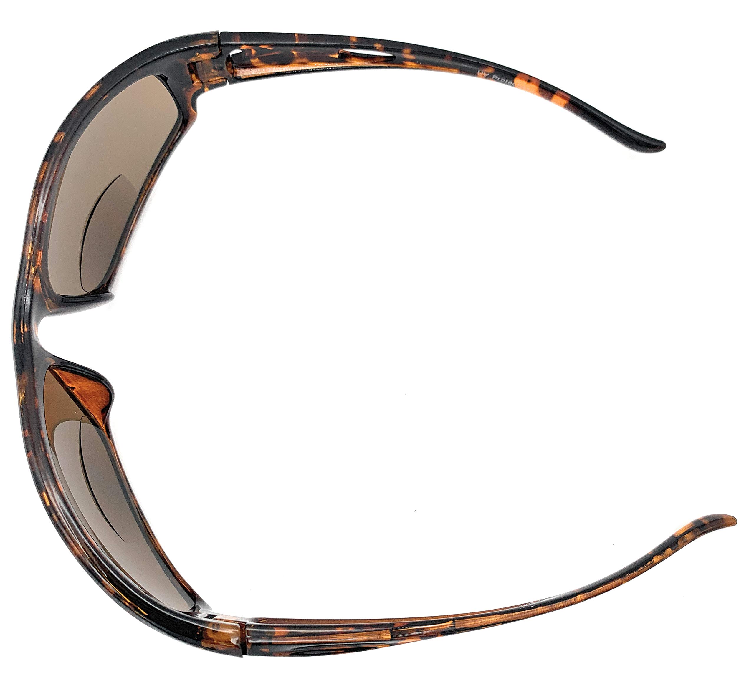 Unisex Bifocal Wrap Around Reading Sunglasses - Sport Wrap Sun Readers with 1.50 Magnification - Tortoise Frame for Men & Women - Perfect for Outdoor Activities, Driving & Reading in Sunlight
