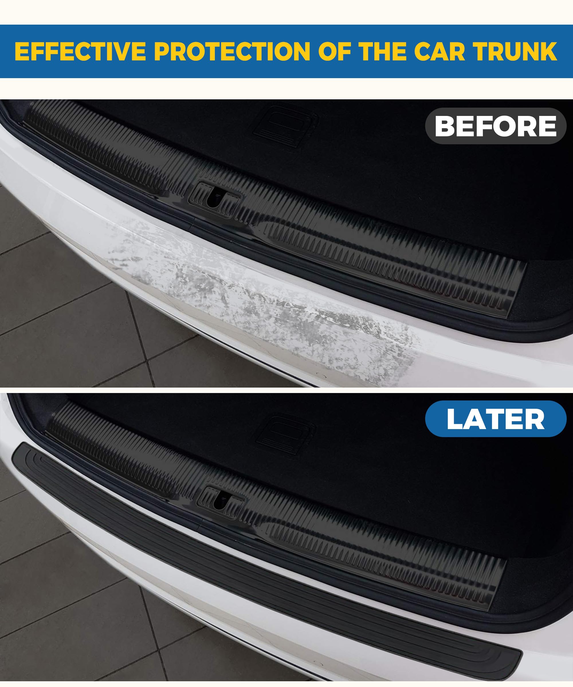 Premium Car Bumper Guard - Heavy Duty Rubber Rear Bumper Protector for Vehicles, Anti-Slip Impact Protection Strip (35.43