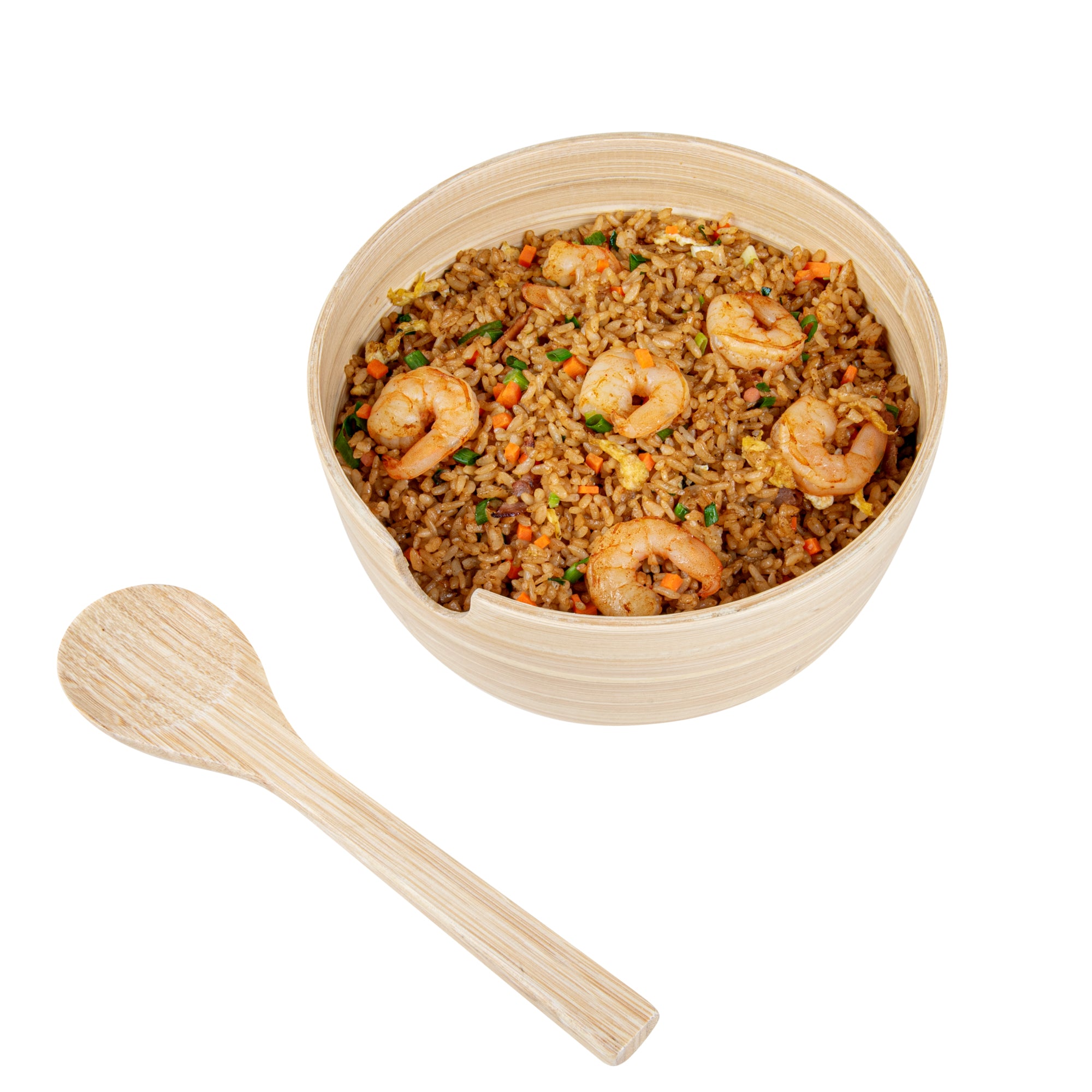 Bambuddha 25 oz Round Natural Bamboo Serving Bowl with Spoon - Eco-Friendly, Durable 7.75