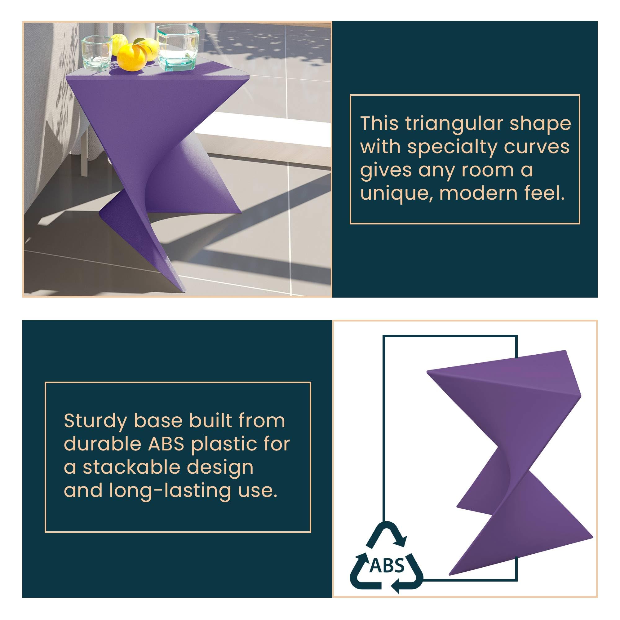 Modern Purple Accent End Table - LeisureMod Randolph Side Vanity Table for Living Room, Bedroom & Office Decor