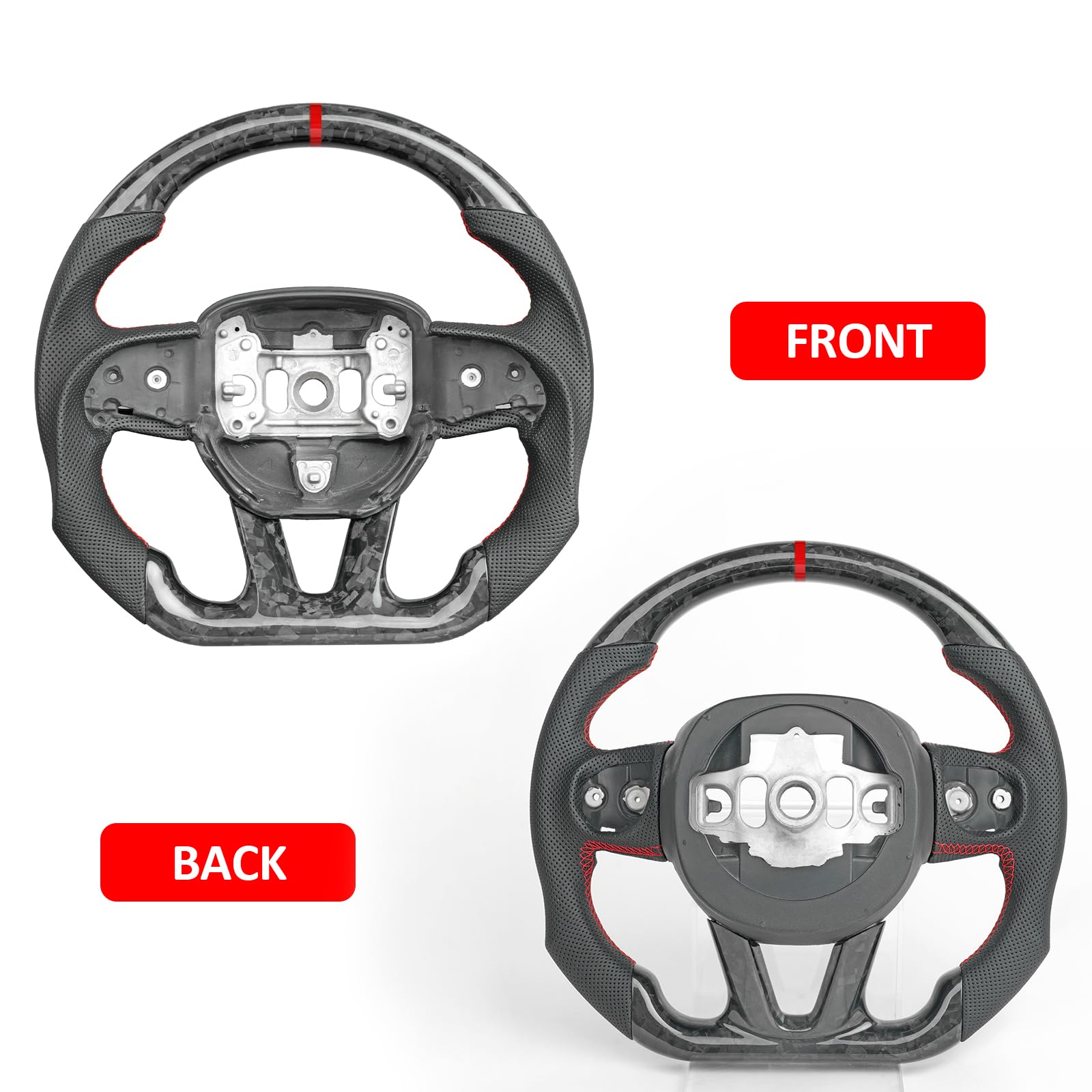 Premium Forged Carbon Fiber Steering Wheel Cover - Anti-Slip & Breathable Design - Compatible with Dodge Challenger/Charger/Hummer 2015-2020 - Perfect for Racing, Daily Driving & Car Enthusiasts