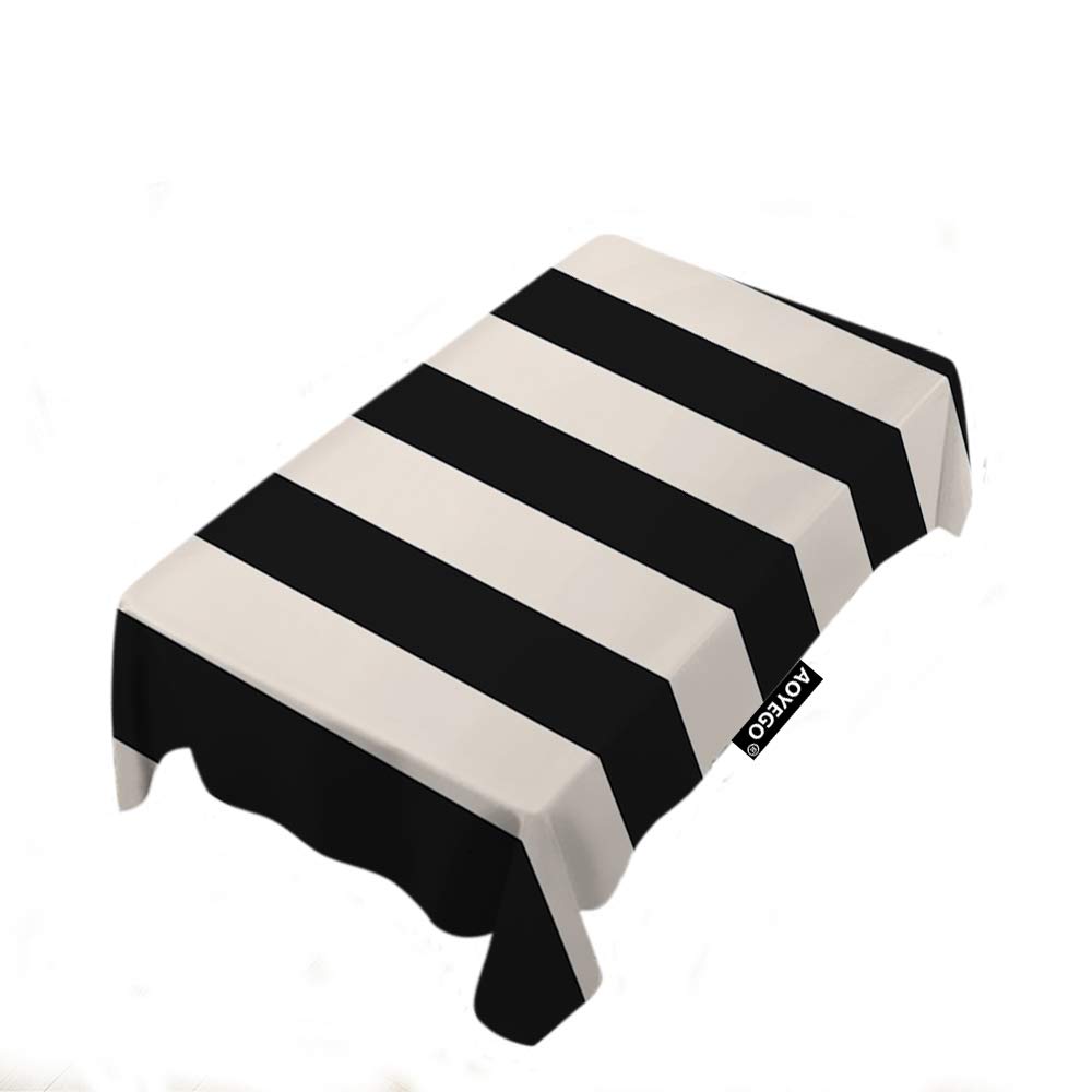 Modern Geometric Striped Tablecloth 50x72 Inch - Rectangle Polyester Table Cover with Parallel Lines for Indoor Outdoor Dining, Party, Picnic & Home Decor