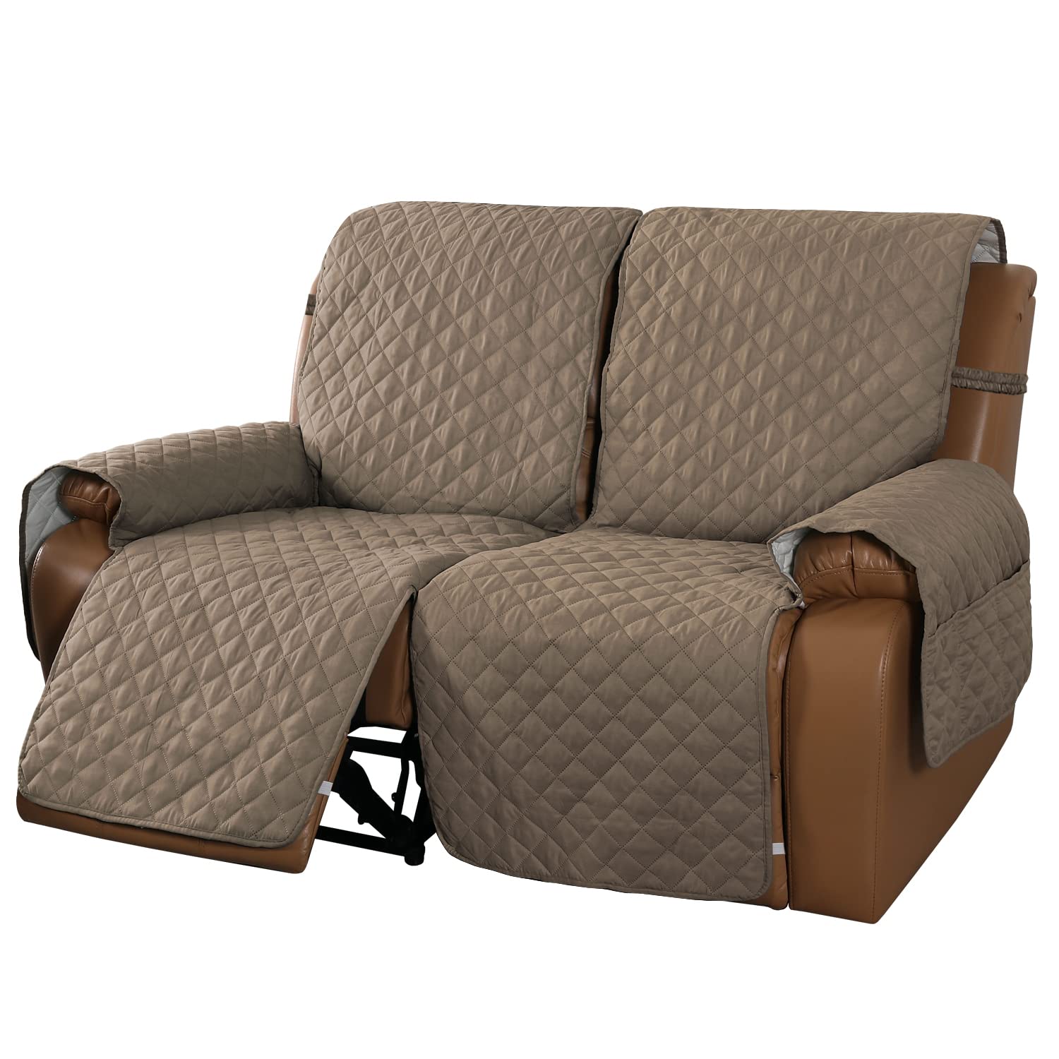 MeilleMaison Recliner Sofa Slipcover - Stretchable 2-Seater Couch Cover with Non-Slip Elastic Straps, Pet & Kid Friendly - Taupe/Beige (MMCLKR02C2) | Perfect for Living Room, Home Theater & Family Gatherings