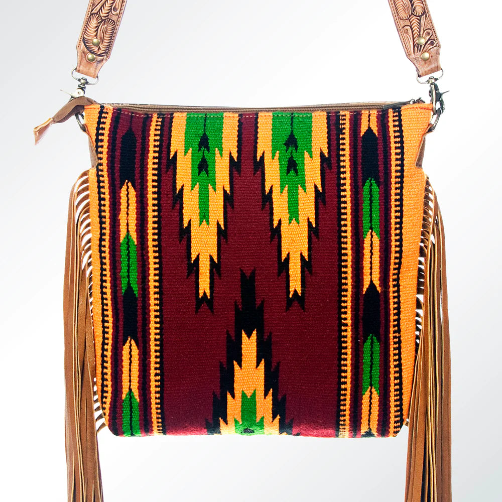 American Darling Cranberry Aztec Blanket Fringe Purse - Stylish Boho Crossbody Bag for Women, Perfect for Music Festivals, Beach Outings & Everyday Use