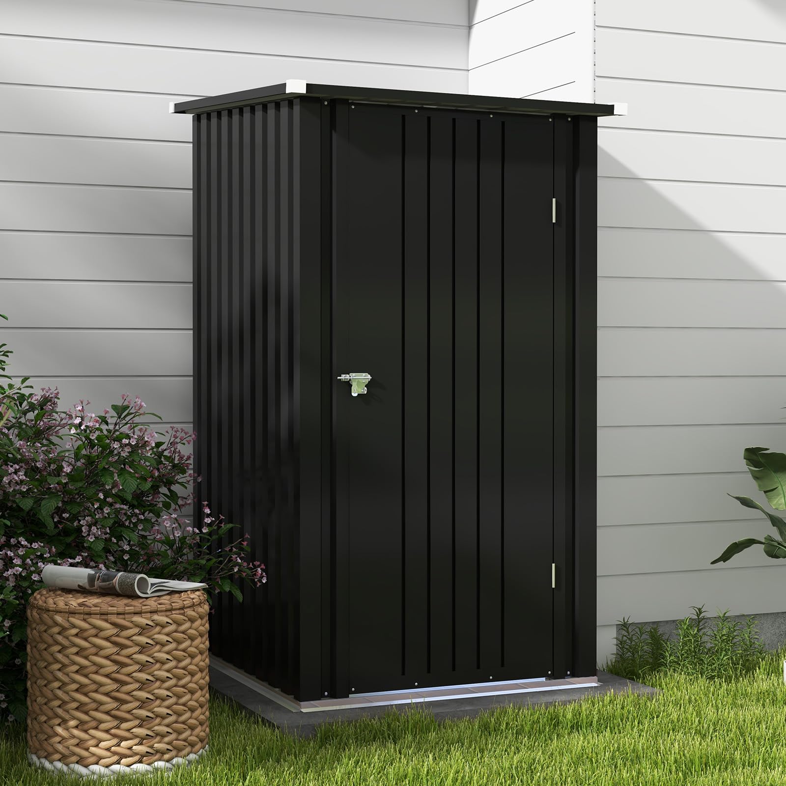 **Patiowell 3x3 FT Outdoor Storage Shed - Small Garden Tool Shed with Sloping Roof & Lockable Door - Perfect for Backyard, Patio, Lawn & Garage Organization**