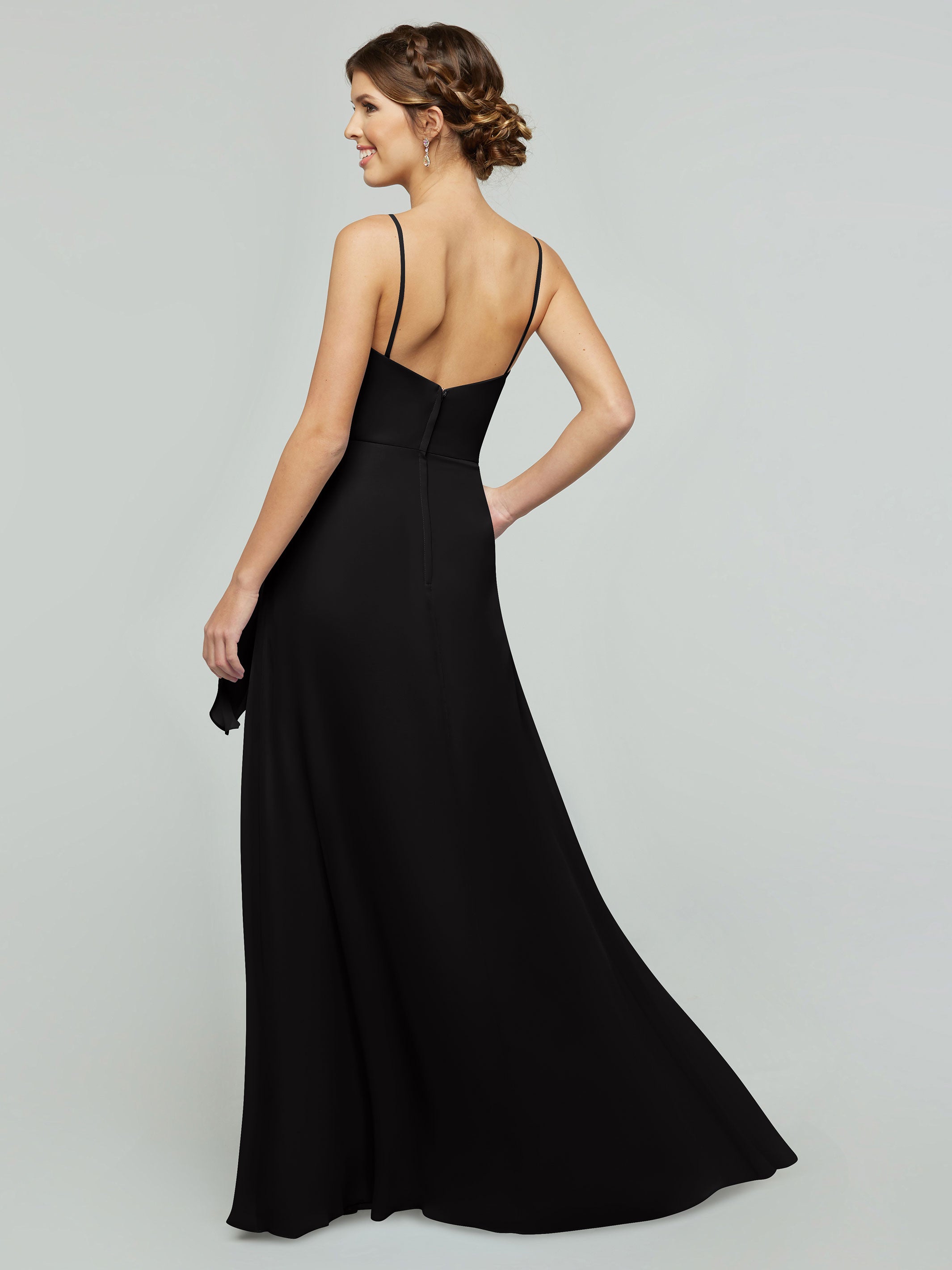 Elegant 80182 Chiffon A-Line Bridesmaid Dress with V-Neck & Spaghetti Straps - Perfect for Weddings, Prom & Formal Events