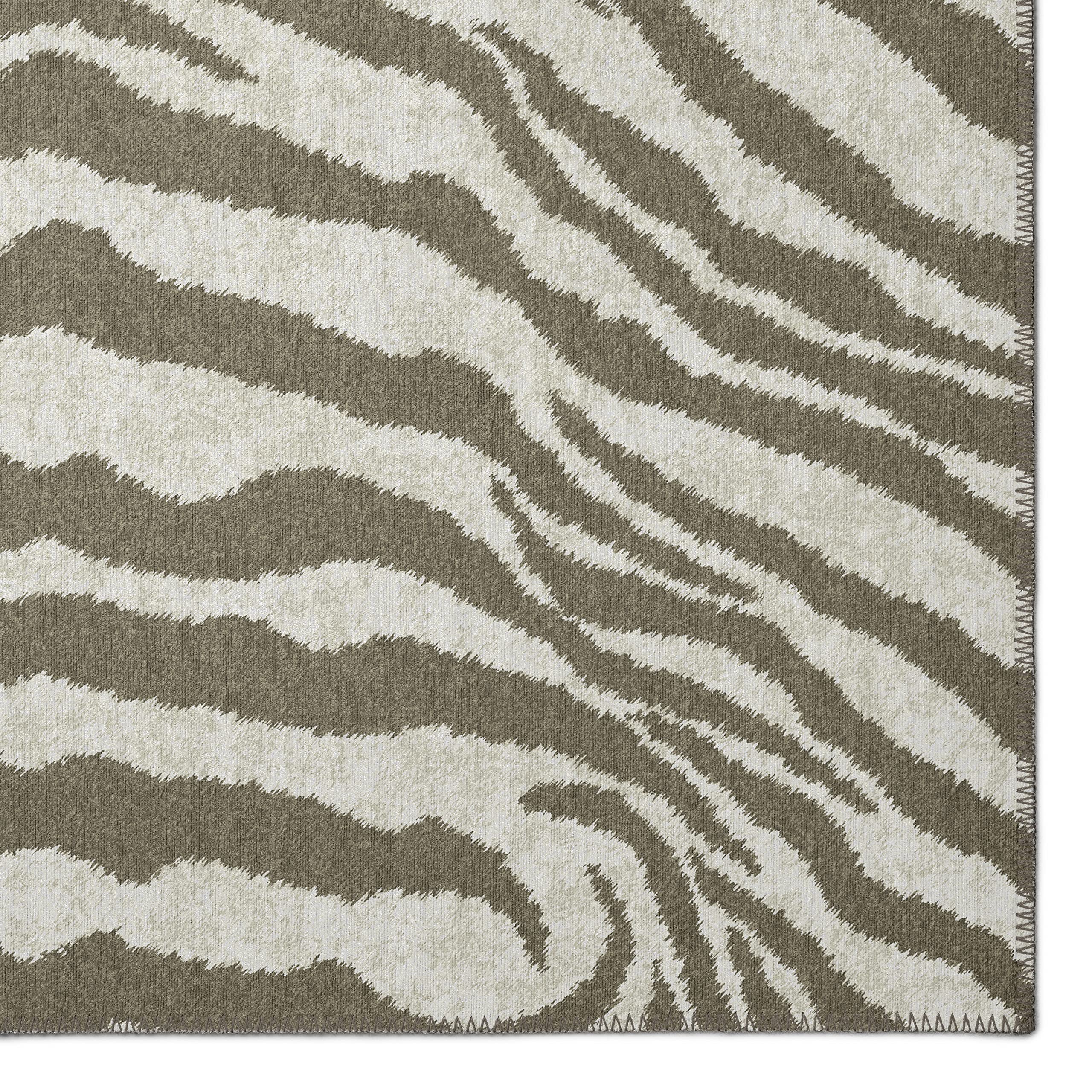 Addison Rugs Safari ASF31 Taupe Washable 8' x 8' Indoor/Outdoor Round Area Rug - Machine Washable, Non-Shedding, Easy Clean - Perfect for Bedroom, Living Room, Dining Room, Kitchen, Entryway & Patio Decor