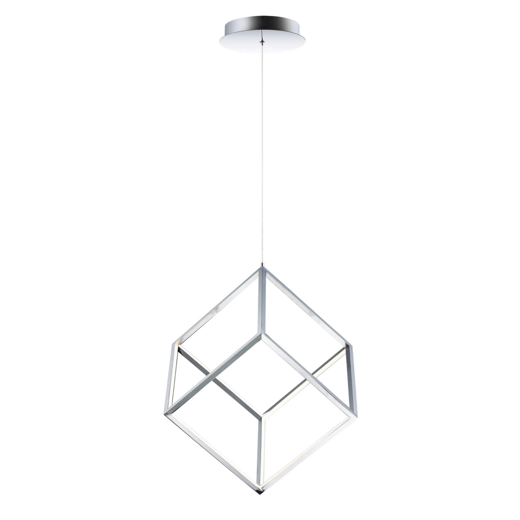 4 Square 21 Inch Modern LED Pendant Light with Chrome Finish - Perfect for Kitchen Island, Dining Room, and Living Room Lighting