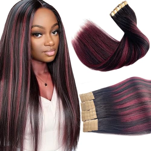 #1B Natural Black Mixed Burgundy Yaki Straight