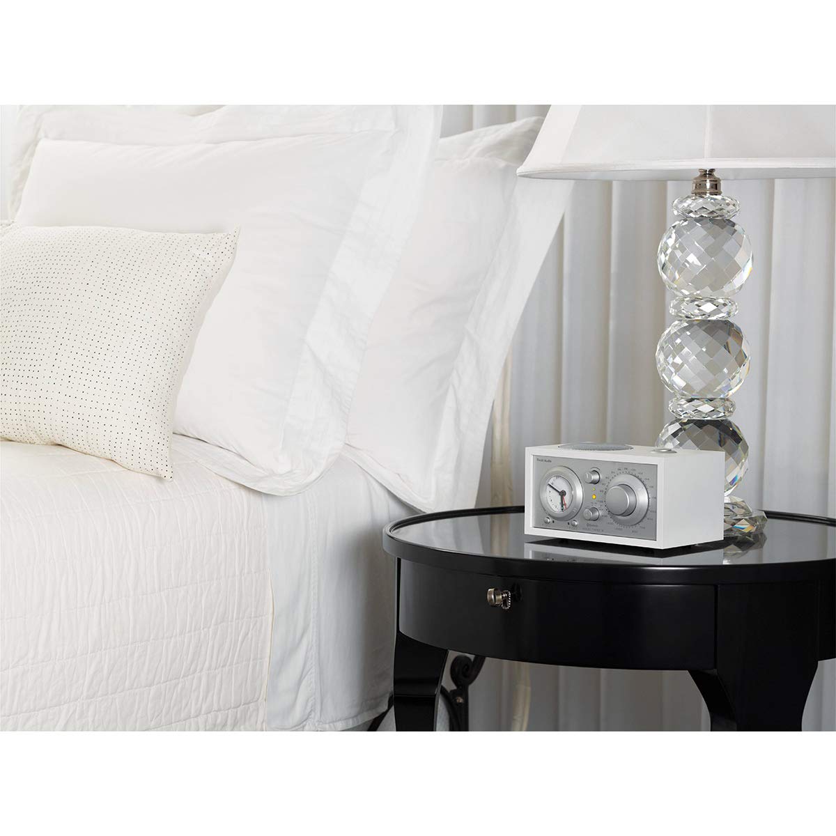 Tivoli Audio Model Three Bluetooth Clock Radio with USB Charging - Premium Sound Quality, White/Silver - Perfect for Bedroom, Office & Home Decor