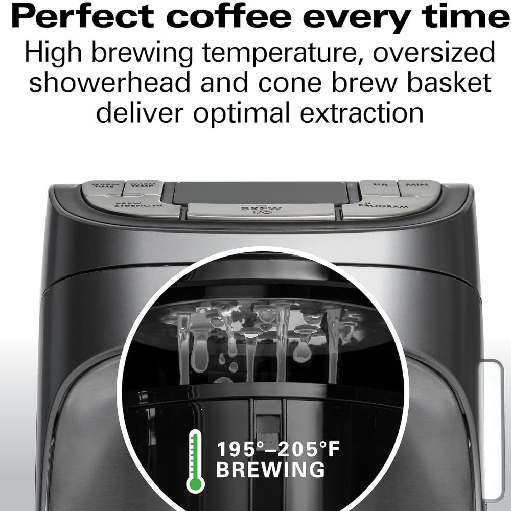 Refurbished HAMILTON BEACH PROFESSIONAL 49500 Programmable 12-Cup Coffee Maker with Home Essentials Warranty - Perfect for Office, Kitchen & Home Brewing