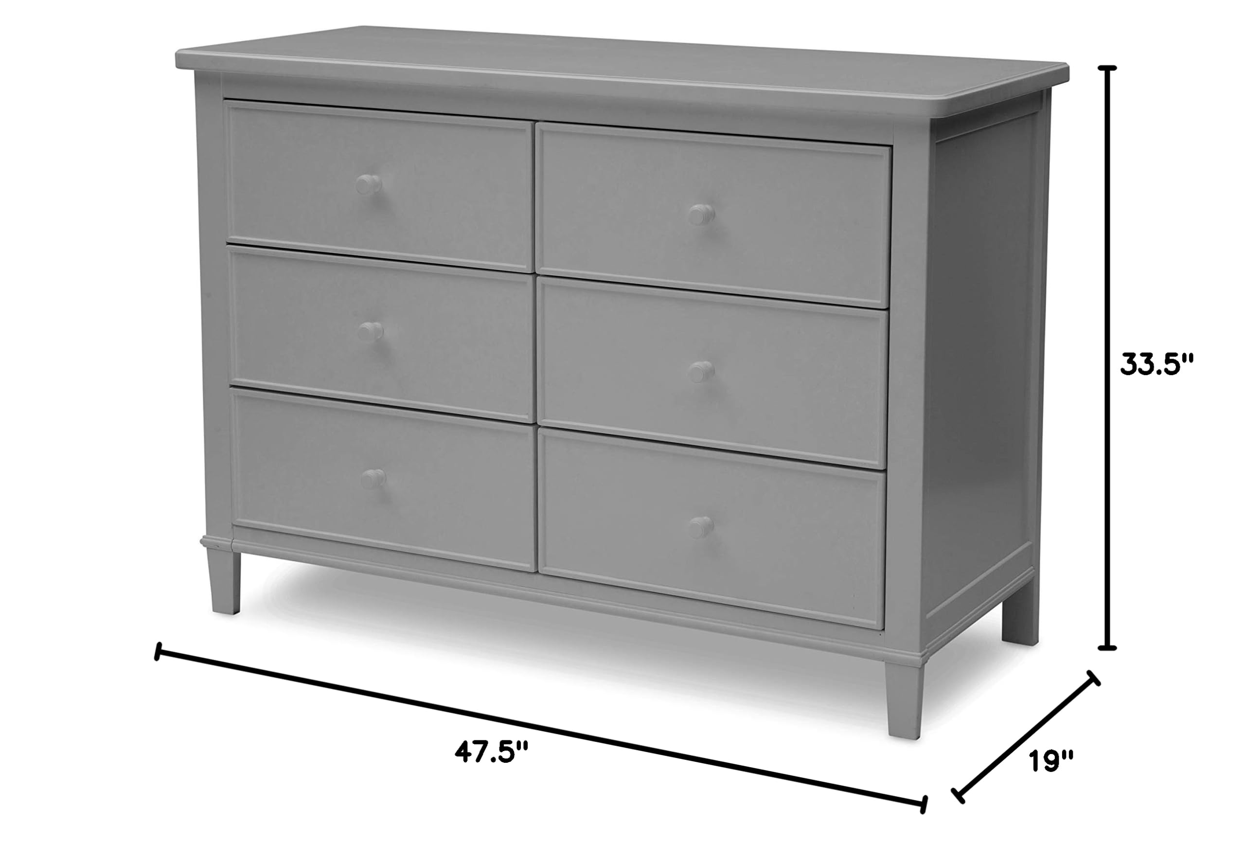 Delta Children Haven 6-Drawer Dresser - Sturdy Gray Nursery Dresser for Baby Clothes Storage | Perfect for Kids' Bedroom Organization & Nursery Decor