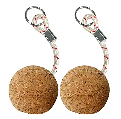 Pactrade Marine Buoyant Cork Wooden Ball Keychain Float - Waterproof Floating Key Ring for Boating, Kayaking, Swimming & Water Sports Accessories
