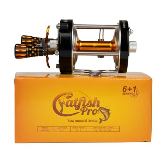 Catfish Pro 600CTSLFT Tournament Series Left-Handed Baitcasting Fishing Reel - Perfect for Bass Fishing Tournaments & Freshwater Angling