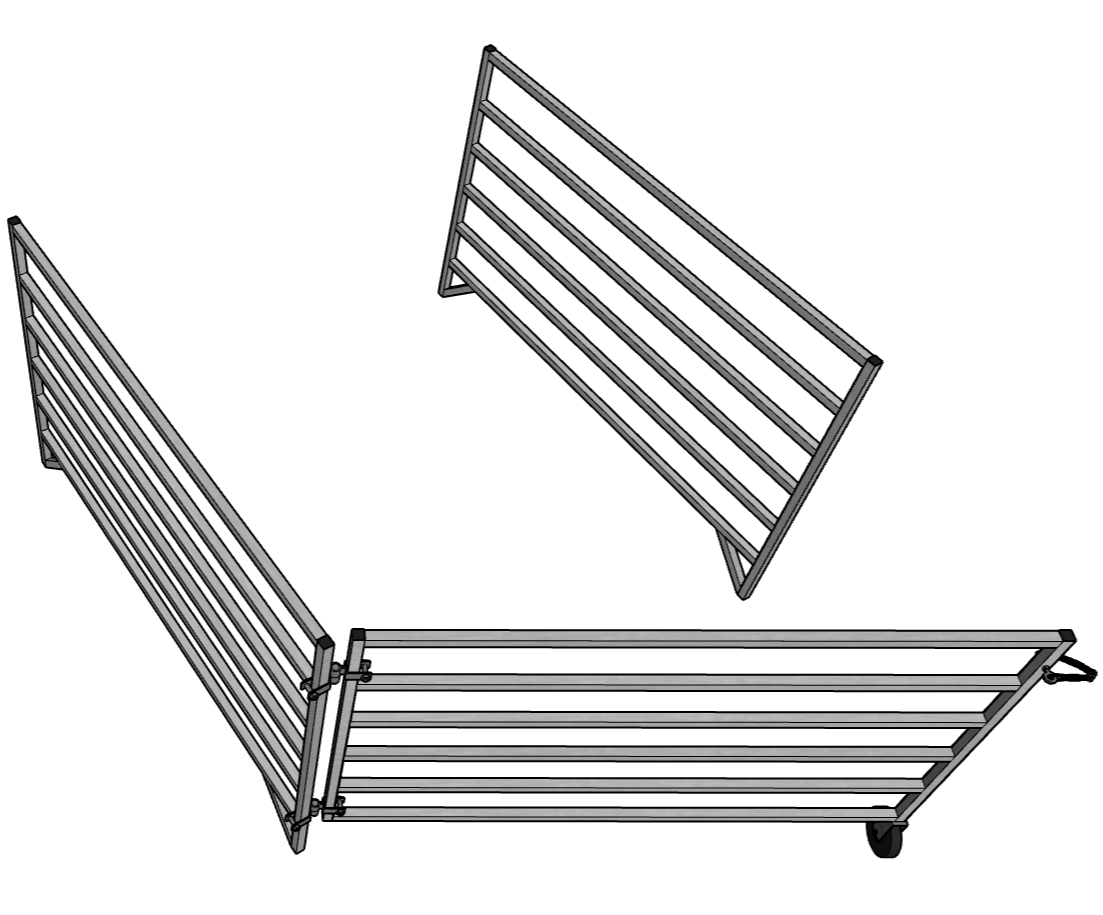 5x5 Ft Aluminum Wall Mounted Stall Kit with 6 Rails - Includes 2 Panels & 1 Gate for Horse Stalls, Barns & Livestock Enclosures