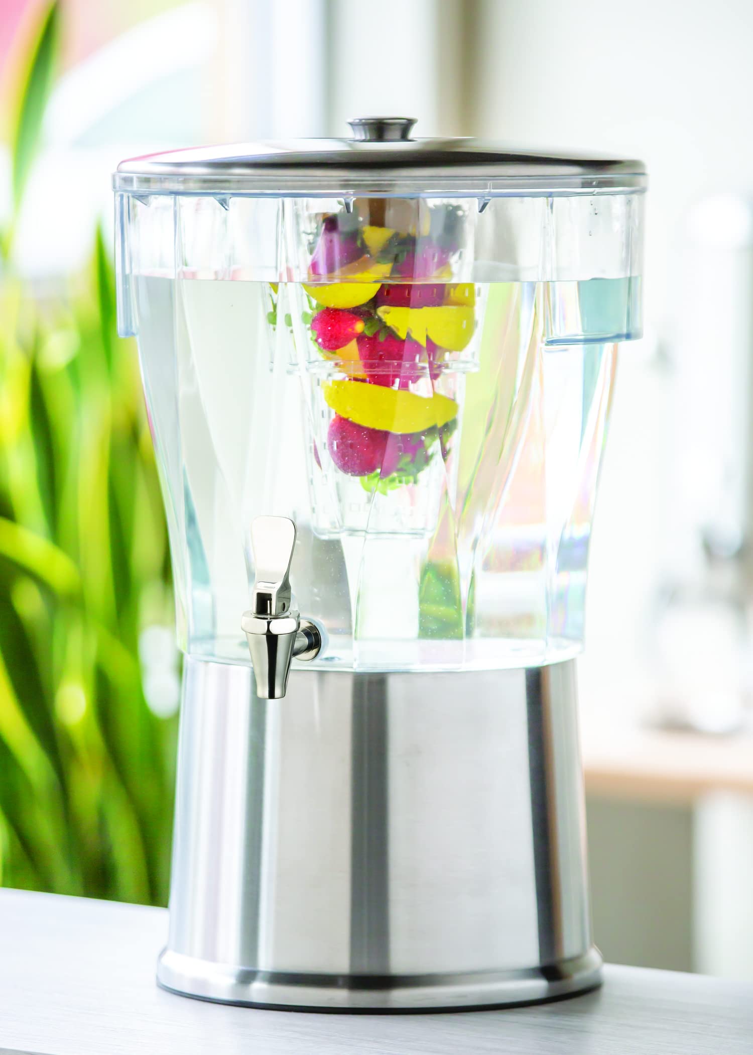 5 Gallon Beverage Dispenser with Infuser - BPA-Free Plastic Container & Stainless Steel Base for Parties, Events, and Outdoor Gatherings