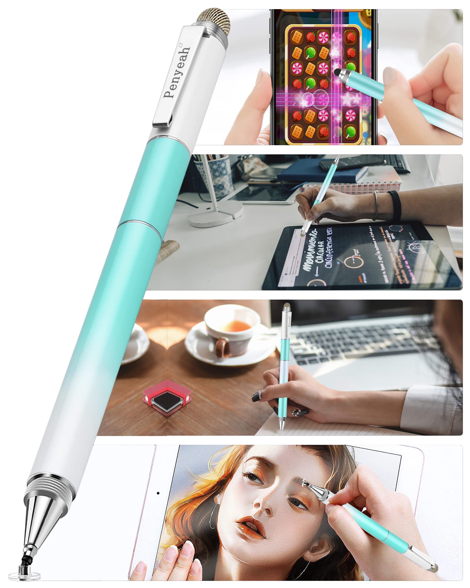 Penyeah 4-in-1 Universal Capacitive Stylus Pen for iPad, iPhone, Samsung & Android Devices - Compatible with All Touch Screens - Dream Blue - Perfect for Drawing, Note-Taking & Digital Signatures