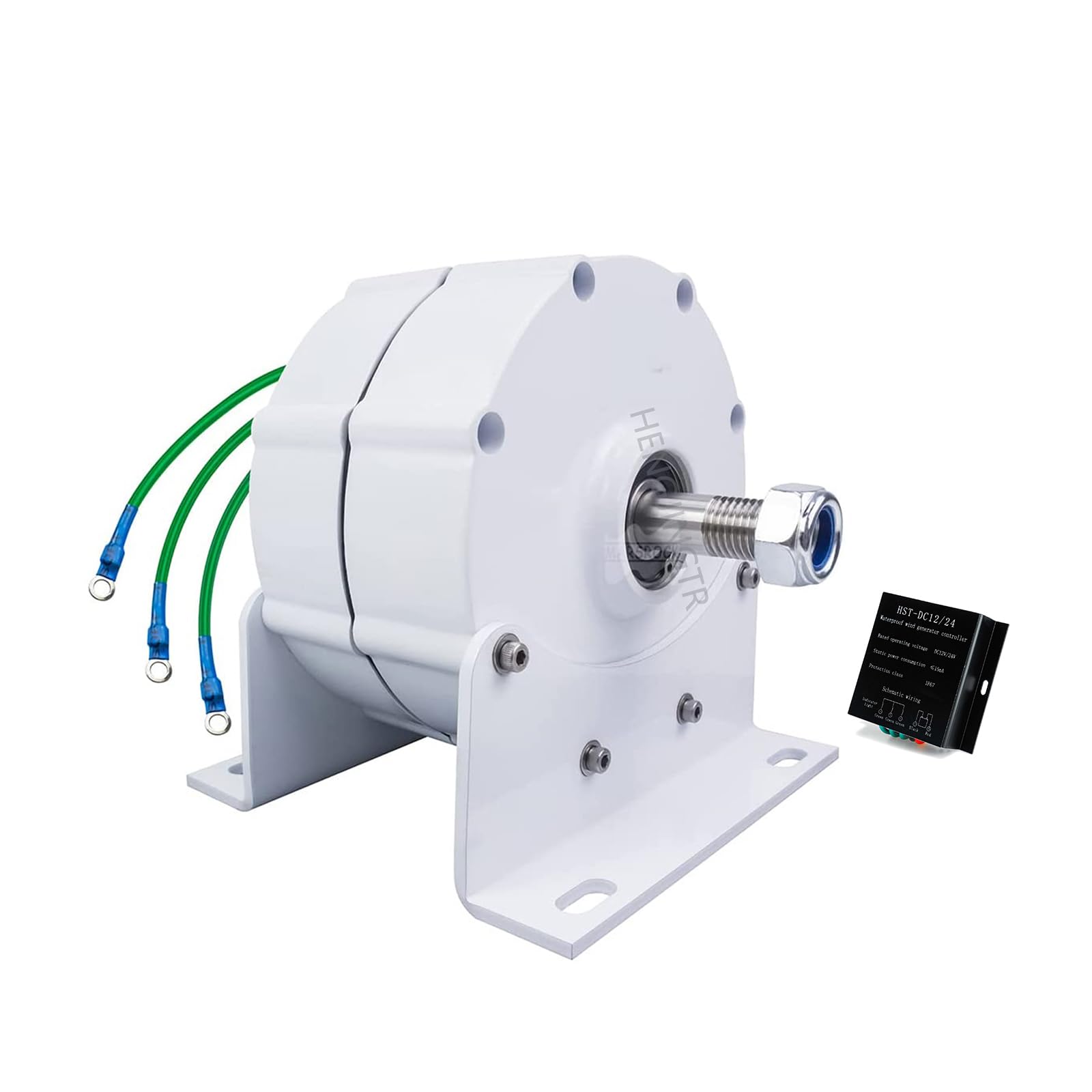 12kW 3 Phase Gearless Permanent Magnet Generator - 110V/220V AC Alternator for Wind & Water Turbines with Controller (White, Includes Base) - Perfect for Off-Grid Power, Renewable Energy Systems & Emergency Backup