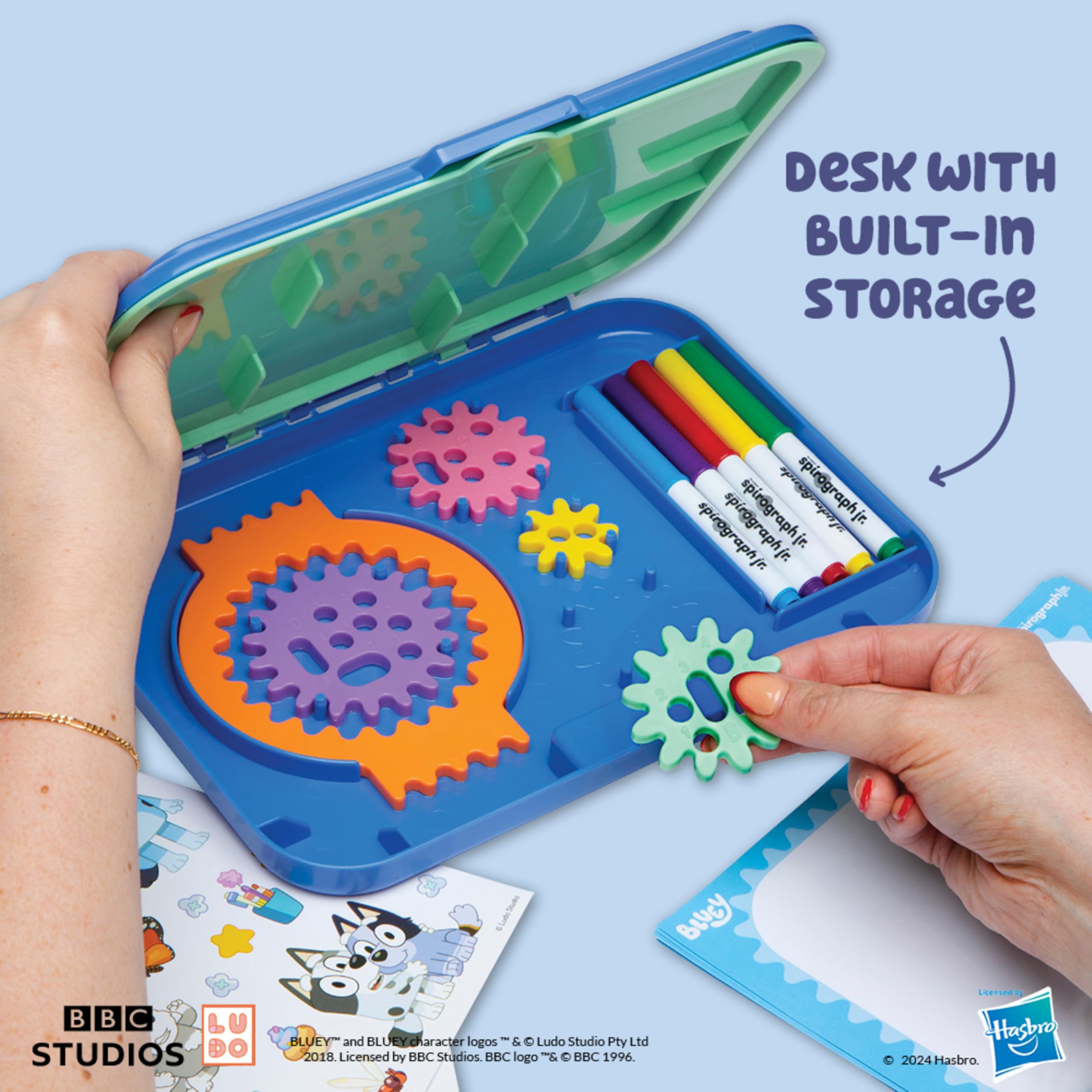 Bluey Spirograph Jr. Drawing Art Kit for Kids Ages 3+ | Toddler Arts & Crafts Set with Washable Markers, Jumbo Gears, Stickers & Drawing Pad | Creative Gift for Preschoolers, Birthday & Indoor Activities