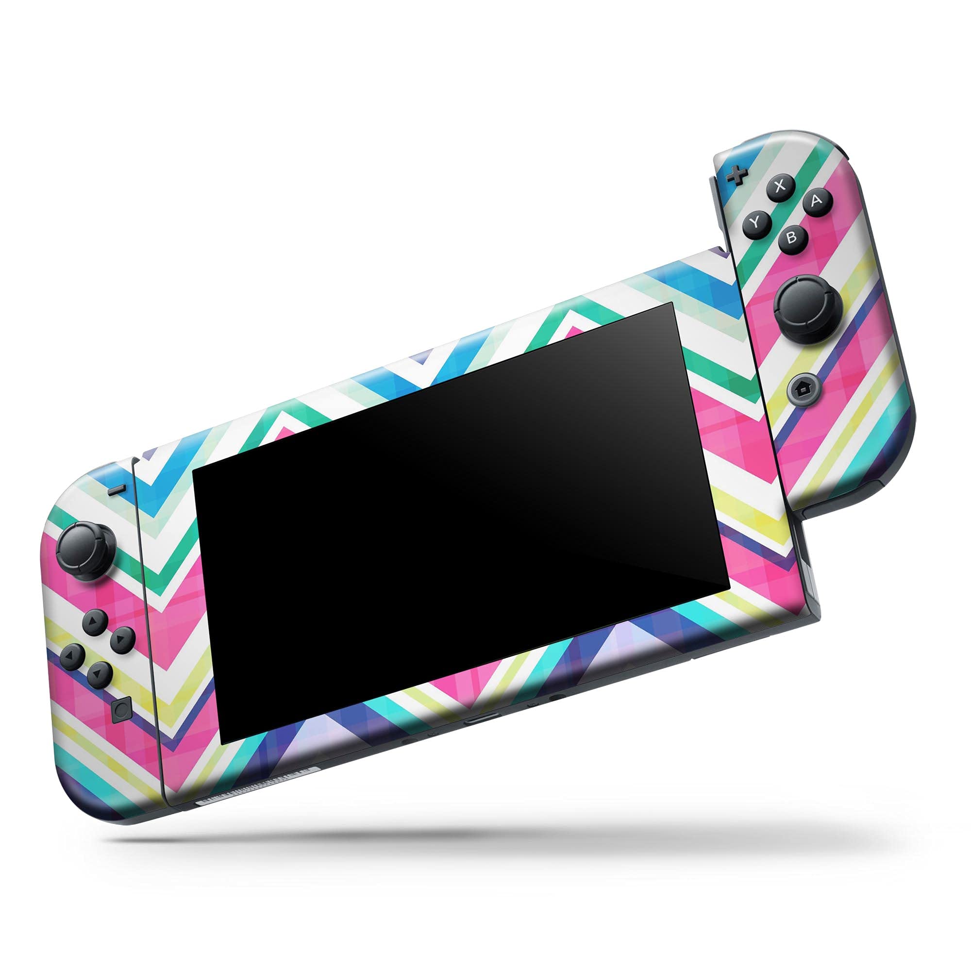 Nintendo Switch Pro Controller Skin - Scratch-Resistant Removable Vinyl Wrap Cover with Vibrant Pink & Blue Chevron Pattern - Perfect for Gaming Protection & Customization - Ideal for Nintendo Switch Pro Controller Owners & Gamers