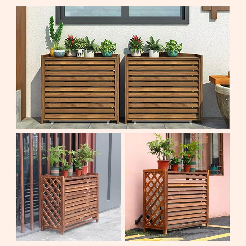 Durable Solid Wood Air Conditioner Cover - Weatherproof Outdoor AC Unit Cover for Privacy & Protection - Perfect for Patio, Garden, and Backyard Use