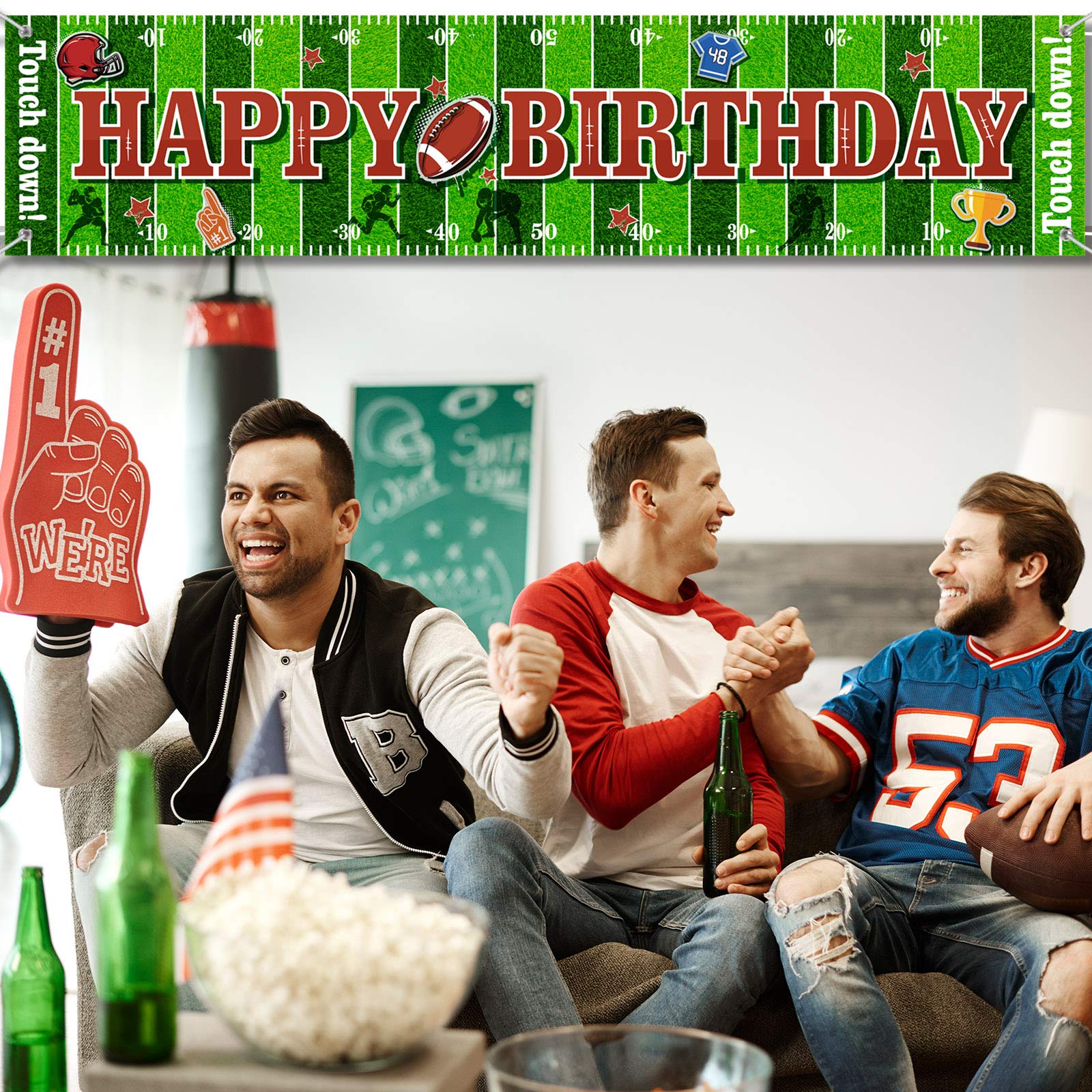Super Football Game Fan Birthday Party Decorations - 70.8 x 15.7 Inch Sports Themed Backdrop Banner, Favors & Supplies for Kids, Adults, Team Celebrations & Game Day Events