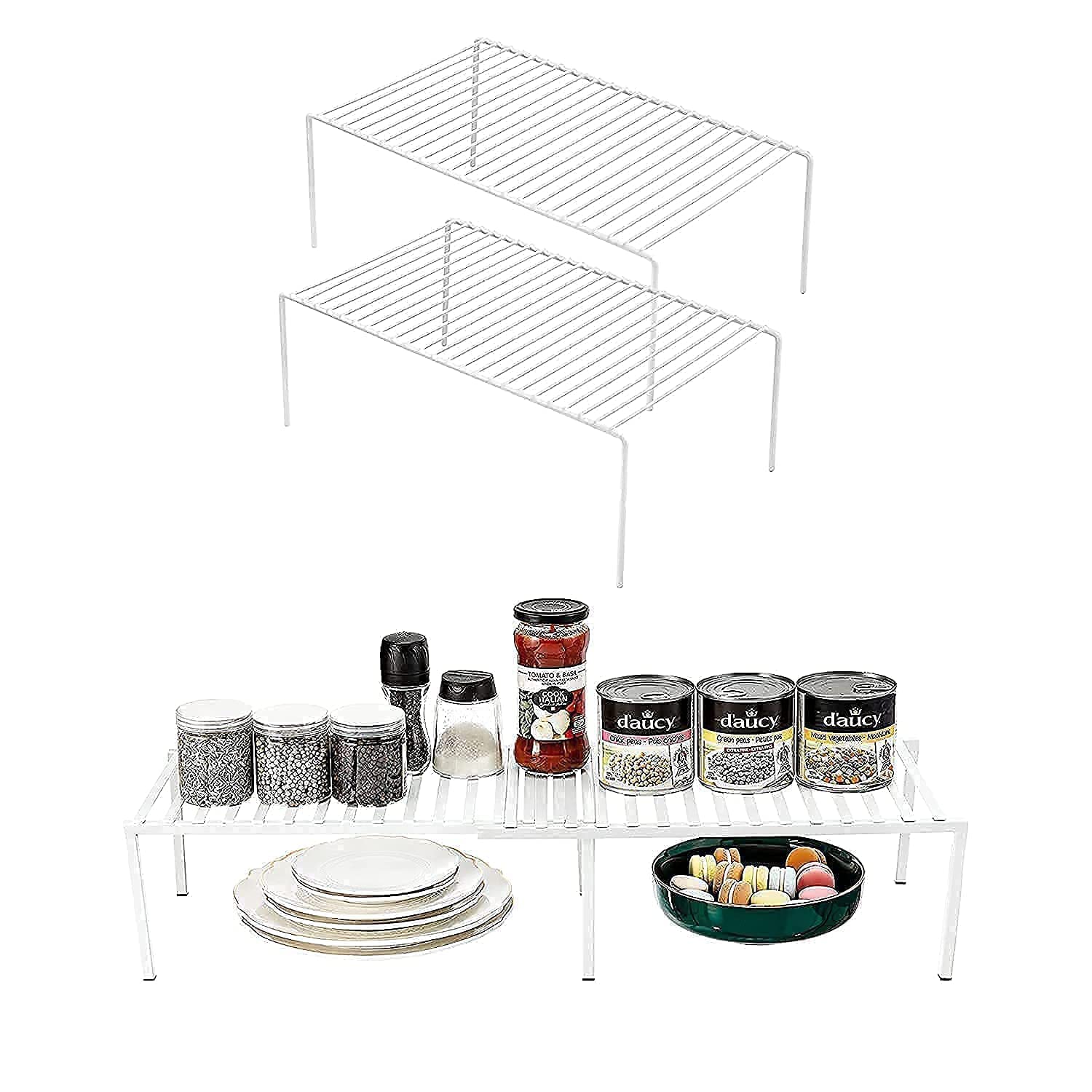 iPEGTOP 2 Pack Large Freezer Organizer Shelf Rack & Expandable Kitchen Cabinet Storage Shelf - Perfect for Pantry, Refrigerator & Freezer Organization