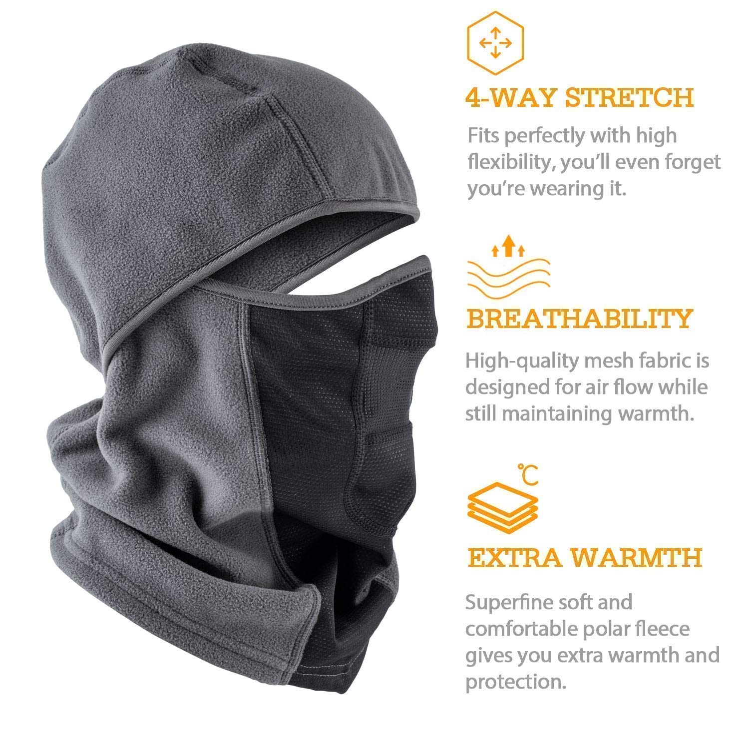AstroAI Ski Mask Balaclava - Windproof & Breathable Cold Weather Face Cover for Men & Women | Superfine Polar Fleece (Gray + Navy Blue Bundle) | Perfect for Skiing, Snowboarding, Motorcycling & Winter Outdoor Activities