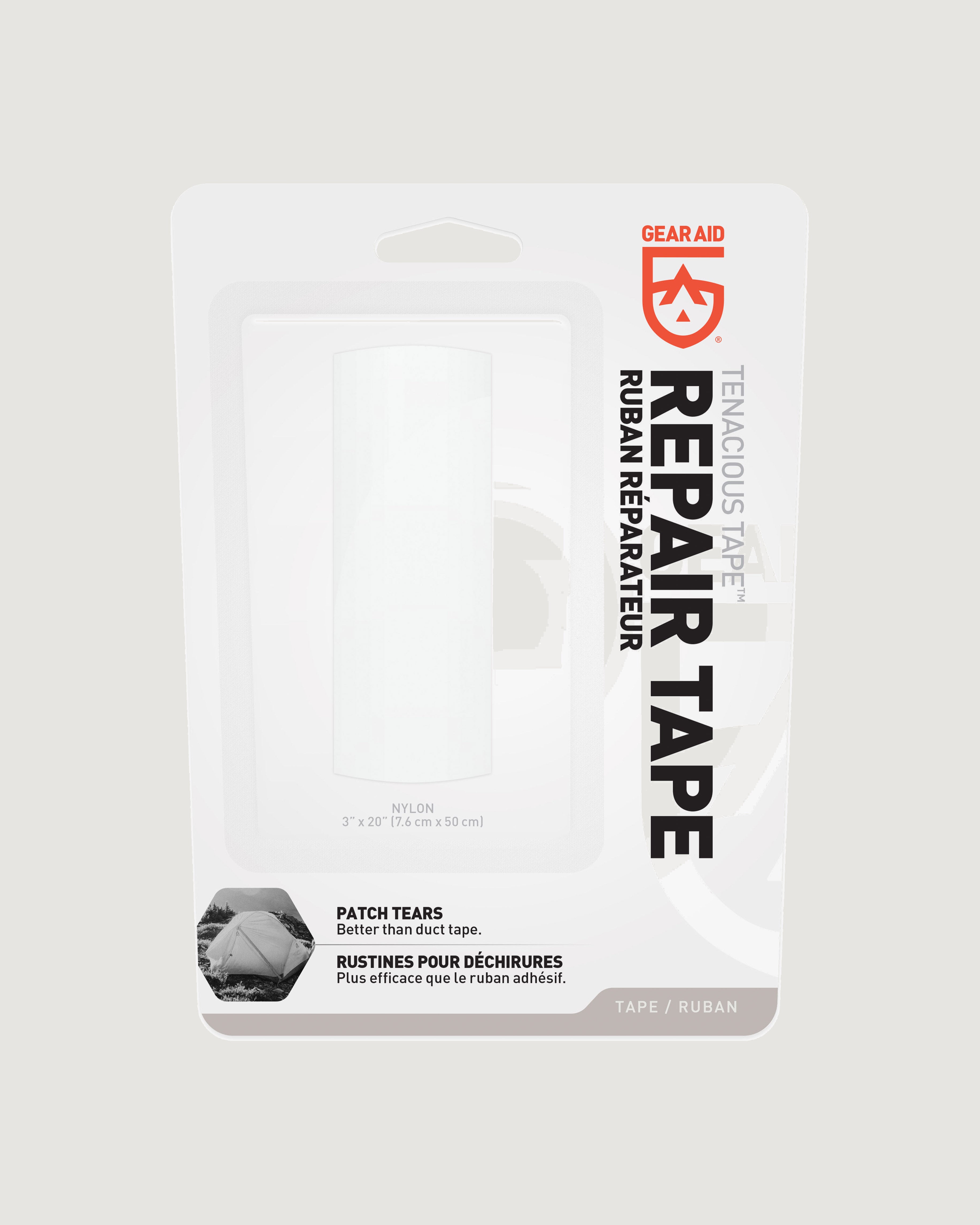 Gear Aid Repair Tape - Clear, Heavy-Duty Adhesive Patch for Outdoor Gear, Clothing & Equipment - Perfect for Hiking, Camping & Emergency Repairs