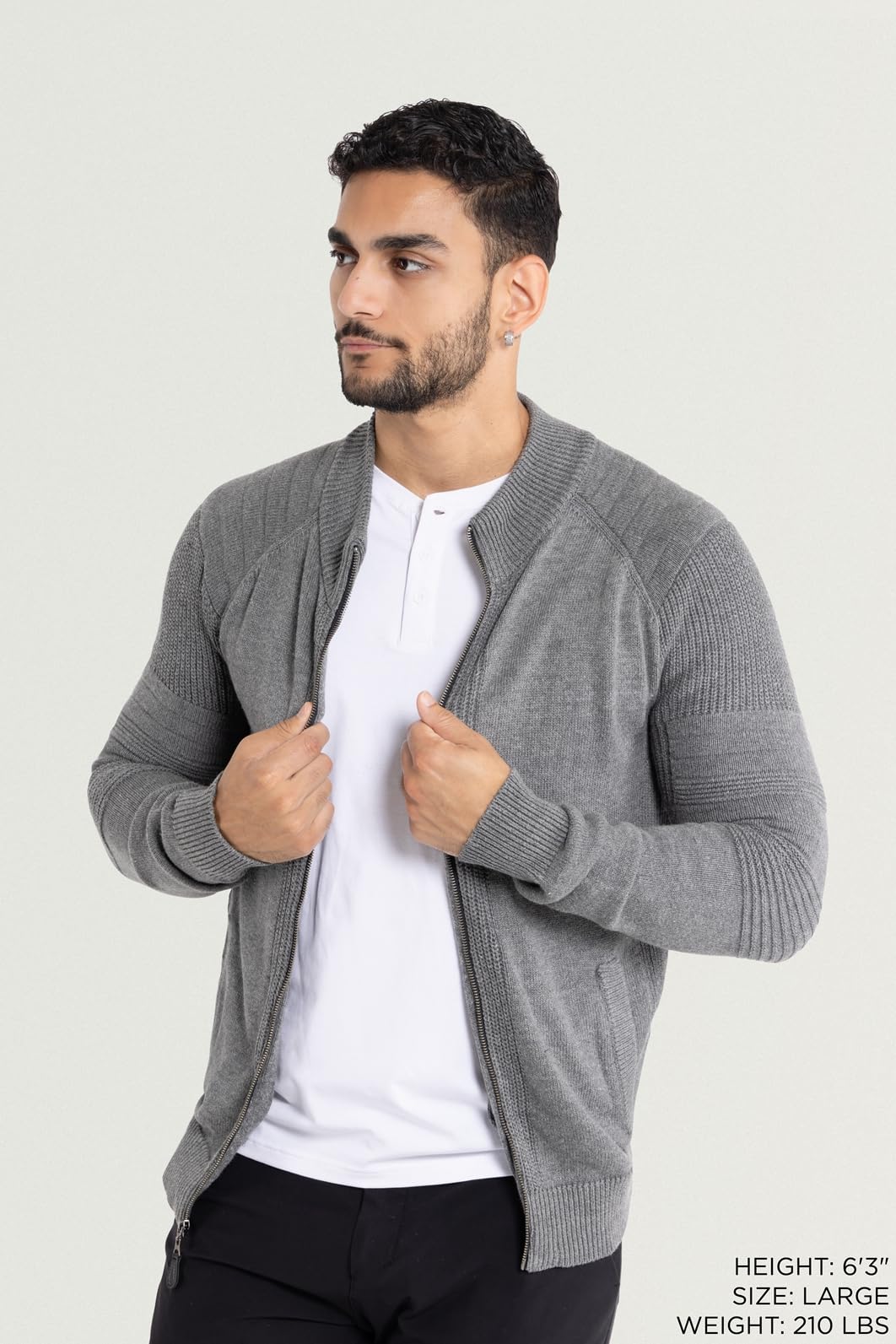 X RAY Men's Slim Fit Zip Up Cardigan Sweater - Lightweight Knit Jacket for Spring & Fall (Big & Tall Sizes) | Casual Office Wear & Layering Outfits