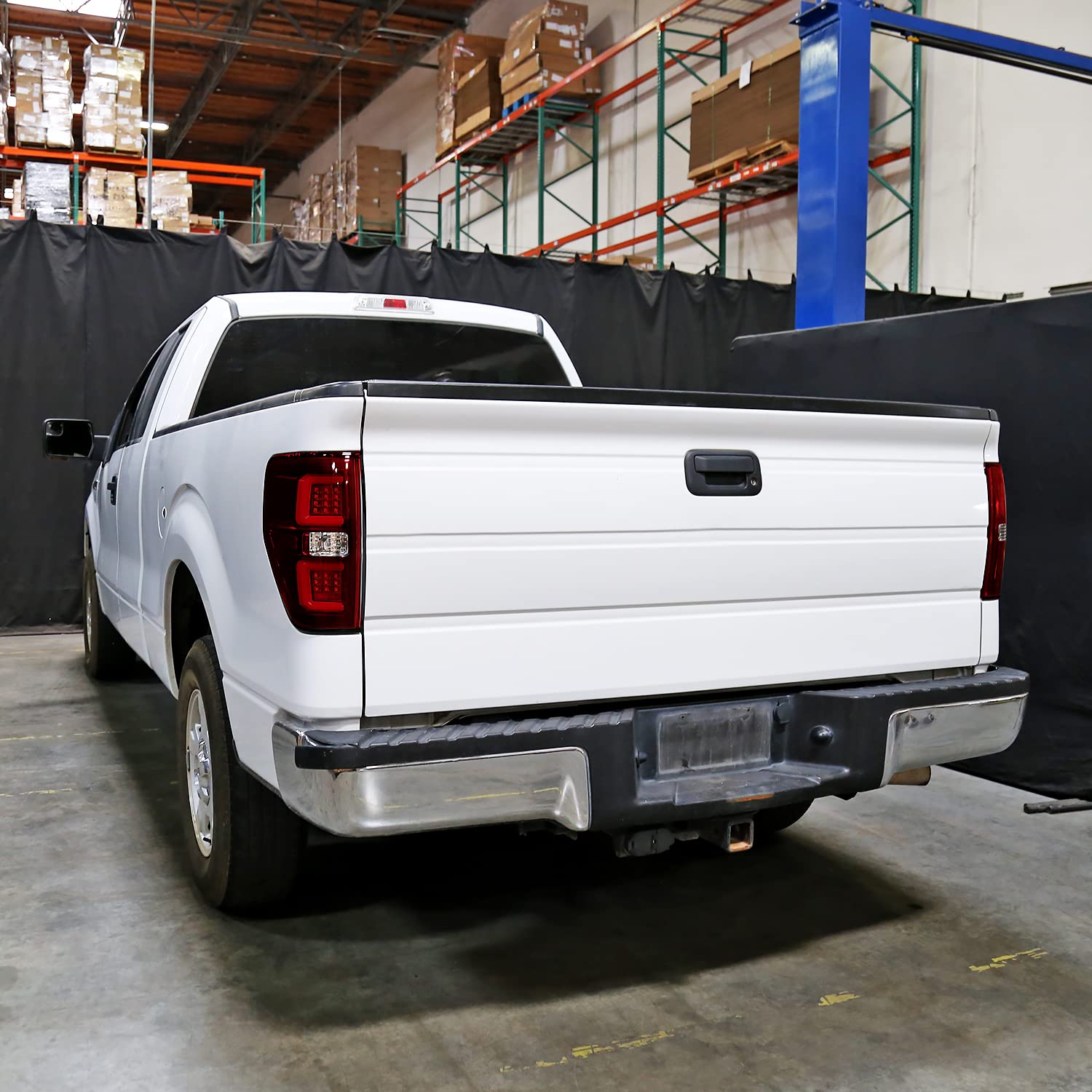 Spec-D Tuning Red LED Tail Lights with Light Bar for 2009-2014 Ford F150 - Left & Right Pair Assembly - Upgrade Your Truck's Style & Visibility for Night Driving & Custom Look