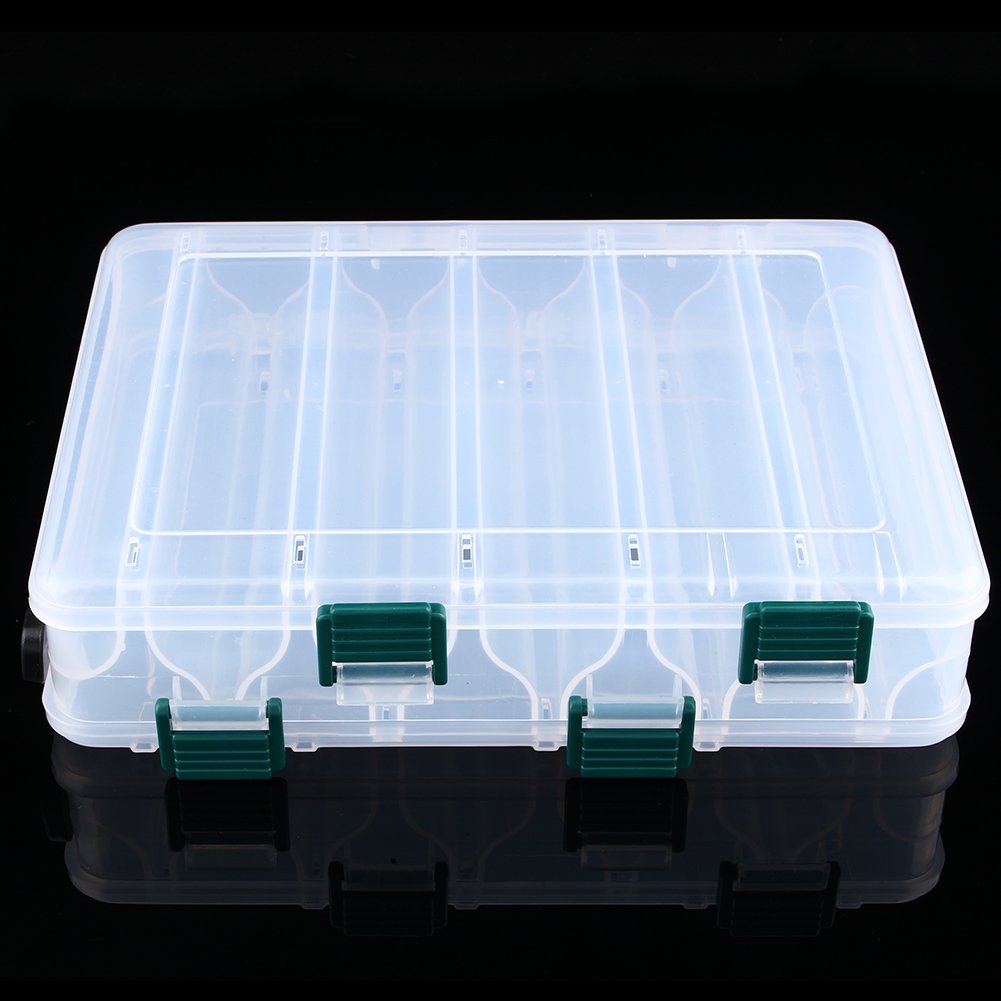 VGEBY1 Double Sided Fishing Tackle Box - Plastic Storage Organizer with Compartments for Hooks, Lures & Gear - Perfect for Outdoor Fishing, Camping & Boat Trips