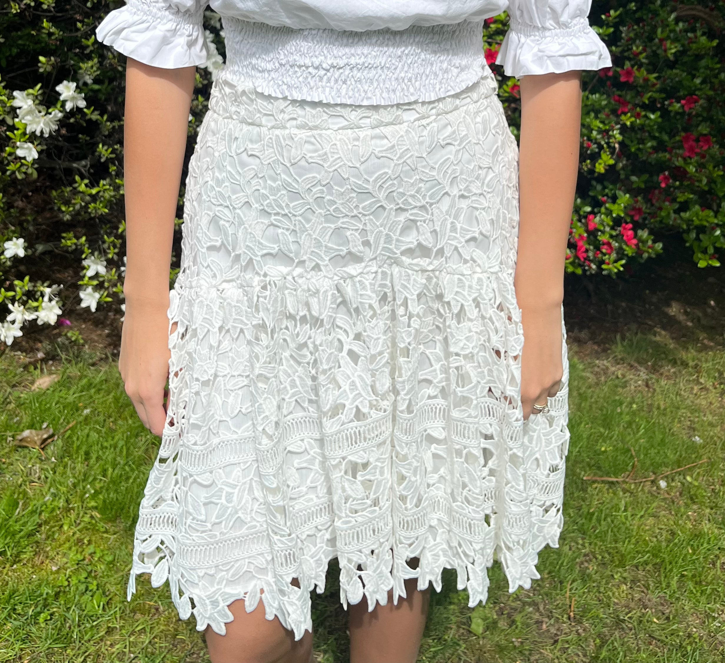 Elegant White Lace Skirt for Women - Summer Flowy Boho Midi Skirt - Perfect for Weddings, Parties & Beach Vacations