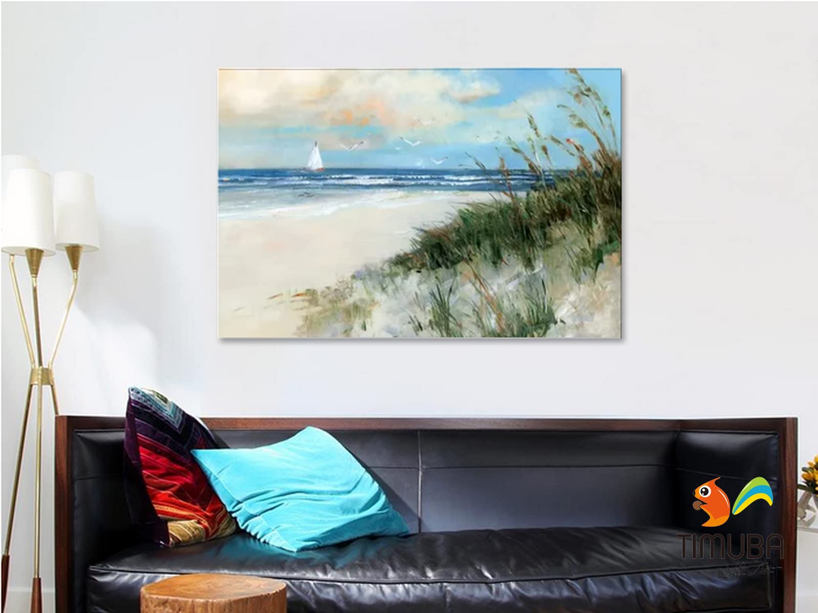 TIMUBA Blue Ocean Canvas Wall Art - 32x48 Inch Abstract Beach Painting for Bathroom, Bedroom & Living Room Decor | Coastal Themed Wall Decor Perfect for Beach Houses, Vacation Rentals & Spa Settings
