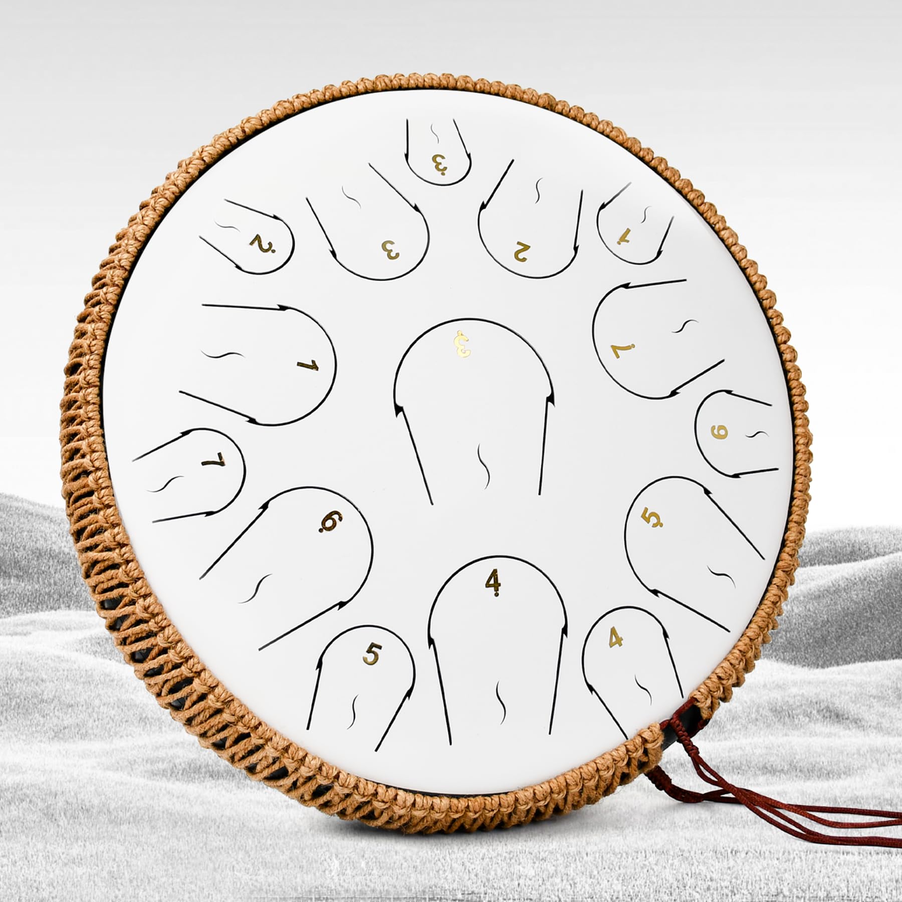 14 Inch 15 Note Steel Tongue Drum in C Major - Professional Handpan Drum with Music Book, Mallets & Carry Bag - Perfect for Meditation, Yoga, Music Therapy & Relaxation (White)