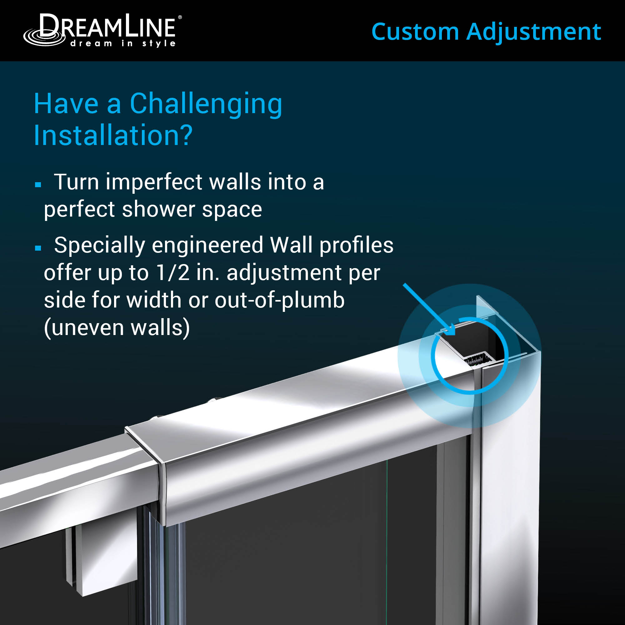 DreamLine Flex 36x36x74.75 Inch Semi-Frameless Pivot Shower Door with SlimLine Base Kit - Perfect for Modern Bathroom Renovations & Space-Saving Designs